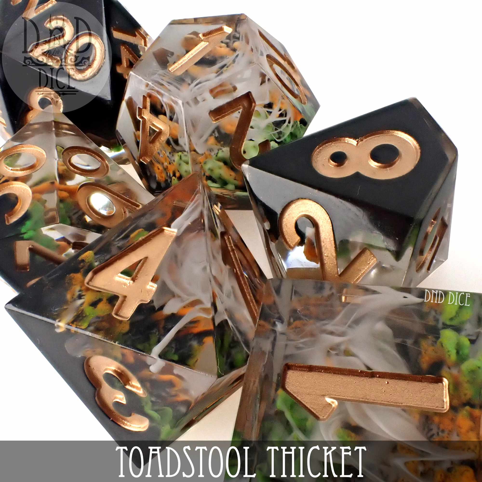 Toadstool Thicket Handmade Dice Set - Bards & Cards