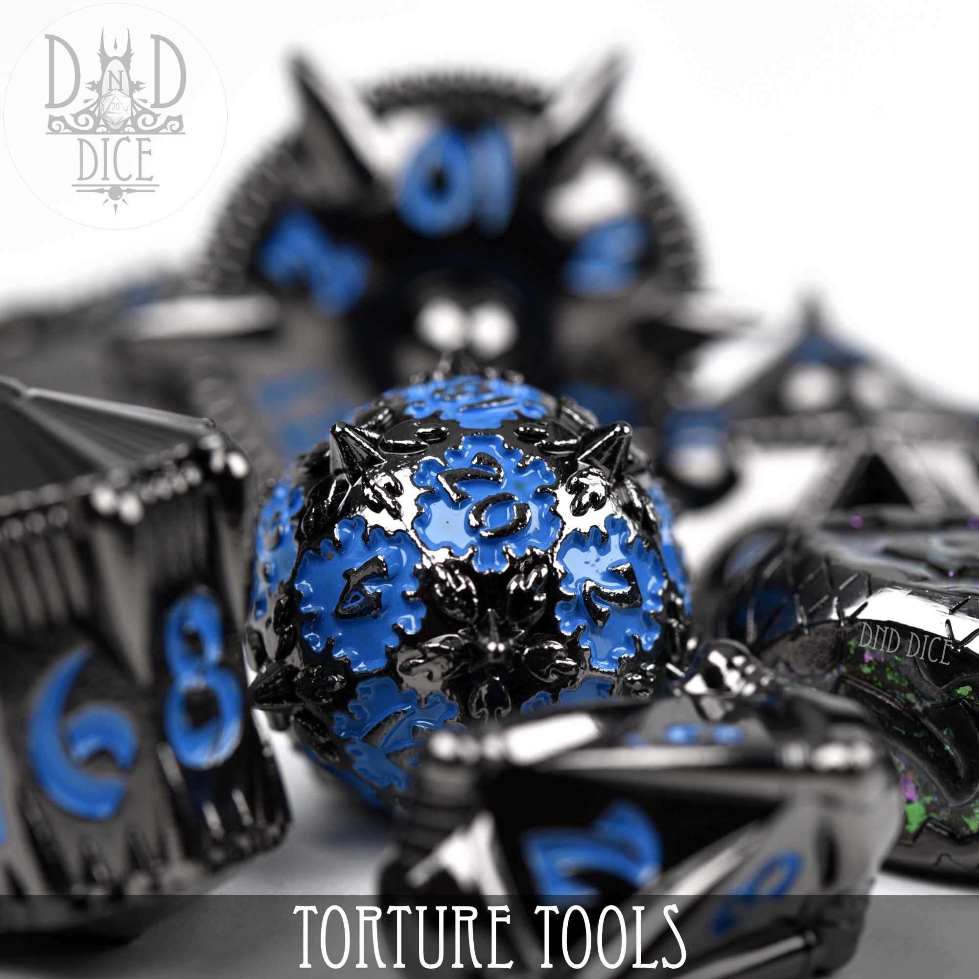 Torture Tools Blue - Metal Dice Set - Bards & Cards