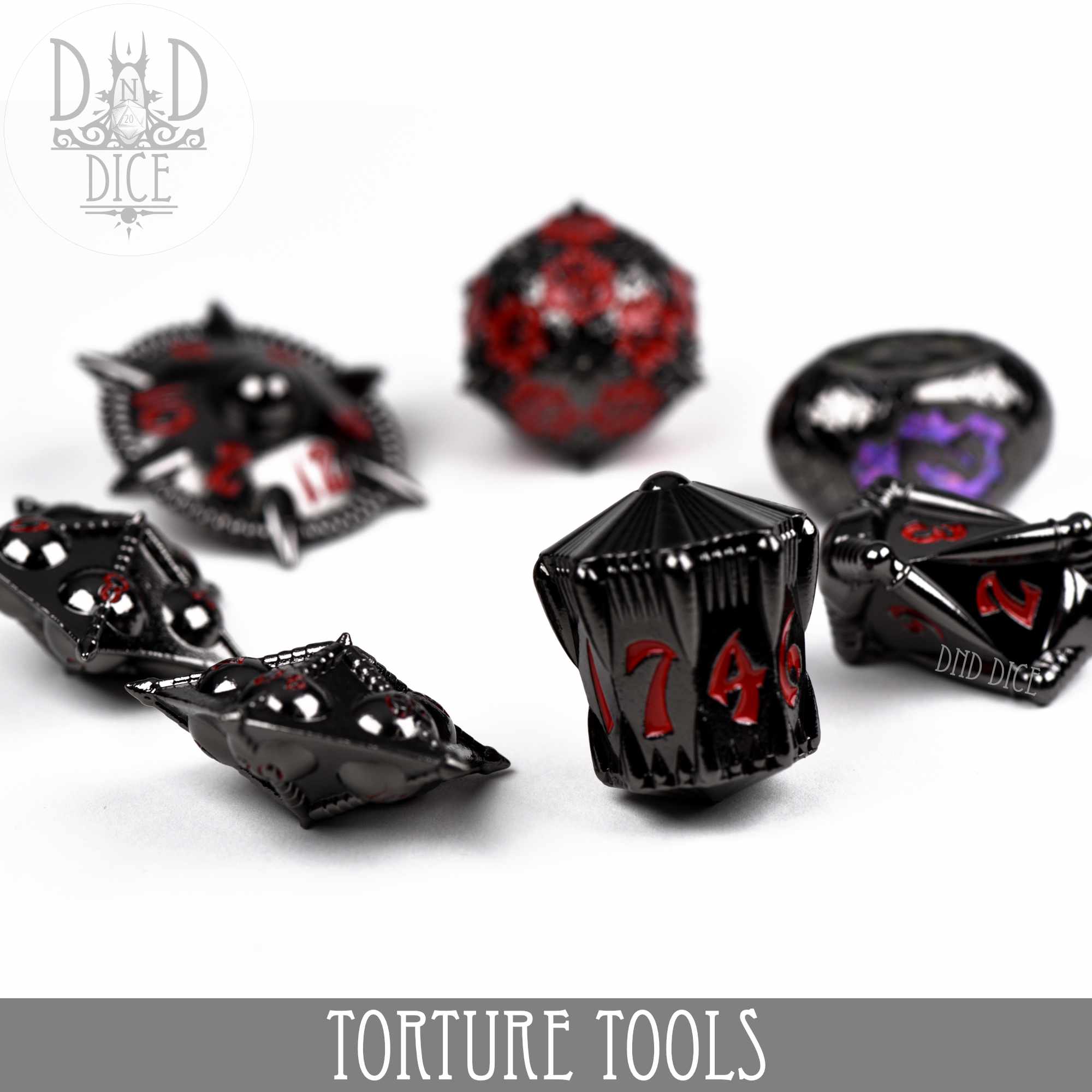 Torture Tools Red - Metal Dice Set - Bards & Cards