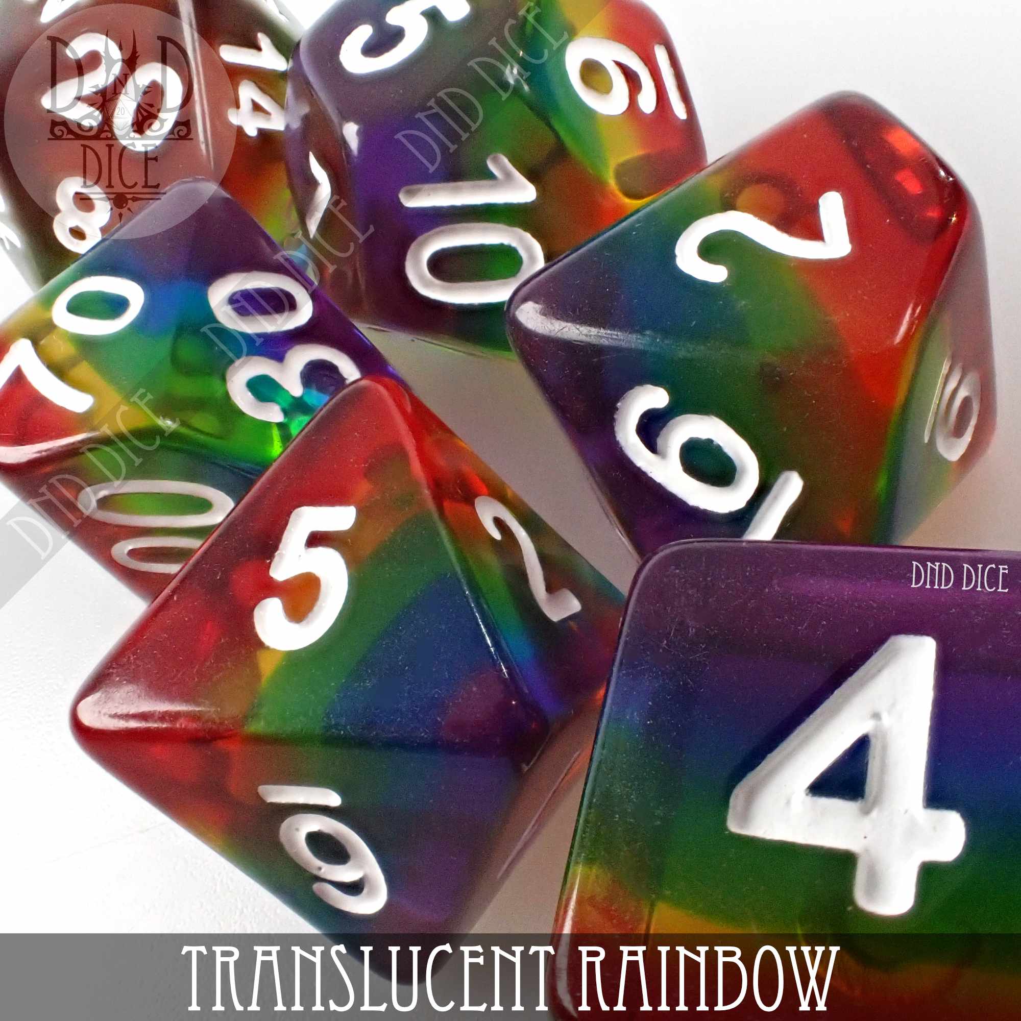 Translucent Rainbow Dice Set - Bards & Cards