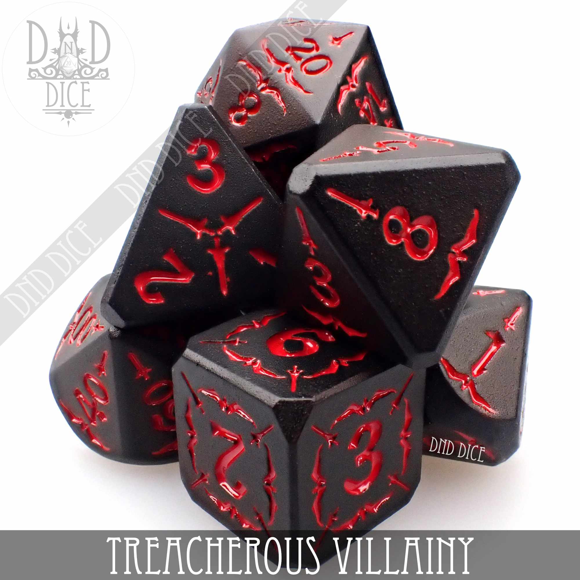 Treacherous Villainy Metal Dice Set - Bards & Cards