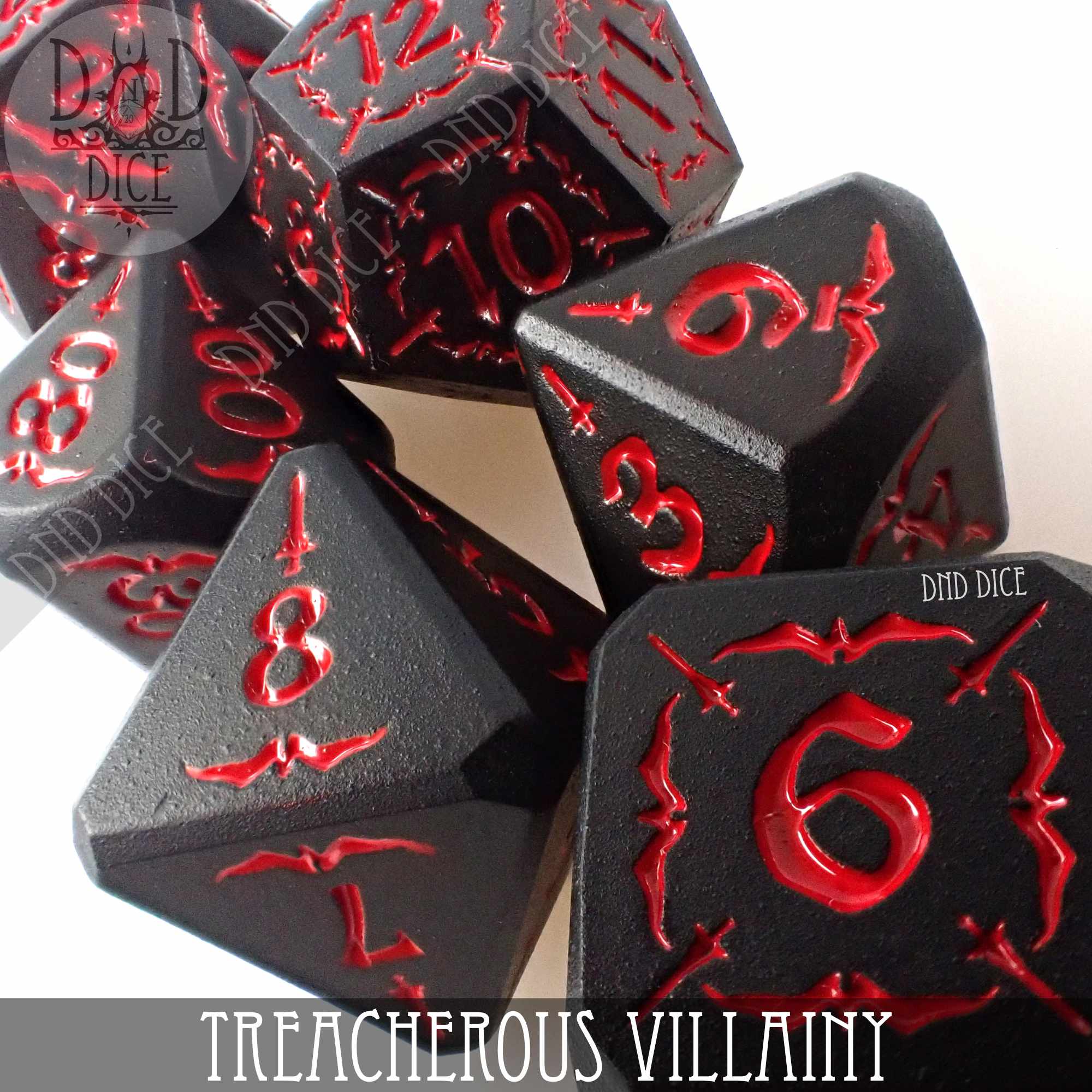 Treacherous Villainy Metal Dice Set - Bards & Cards