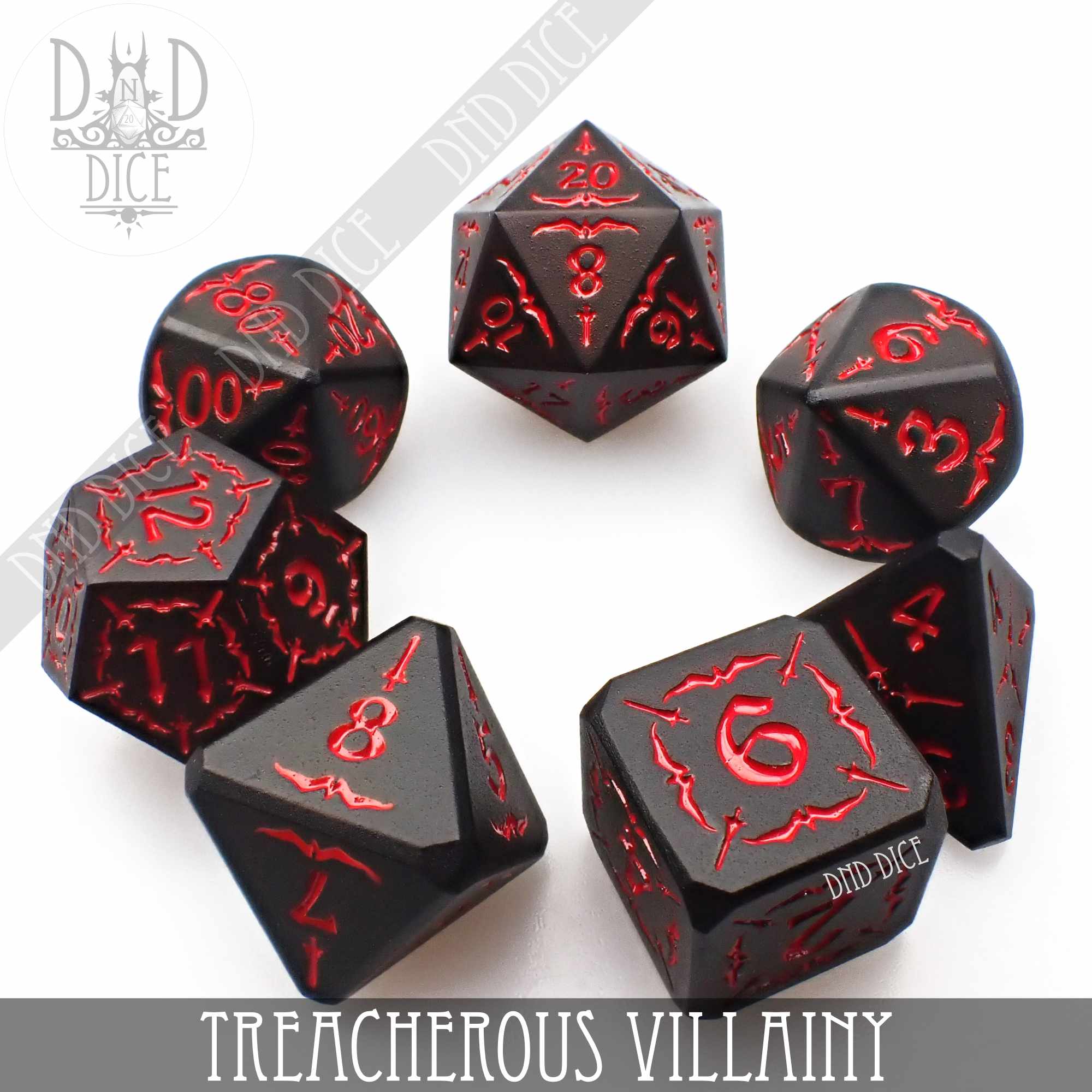 Treacherous Villainy Metal Dice Set - Bards & Cards