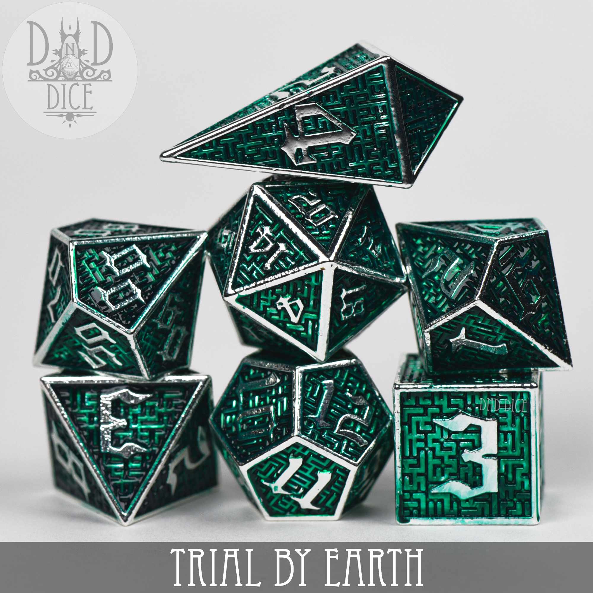 Trial By Earth Metal Dice Set - Bards & Cards