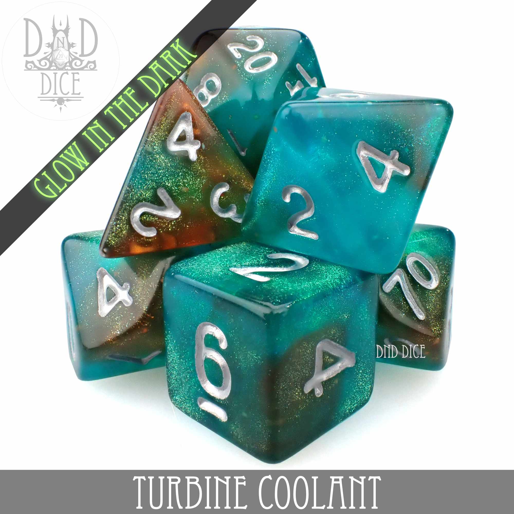 Turbine Coolant Glow in the Dark Dice Set - Bards & Cards