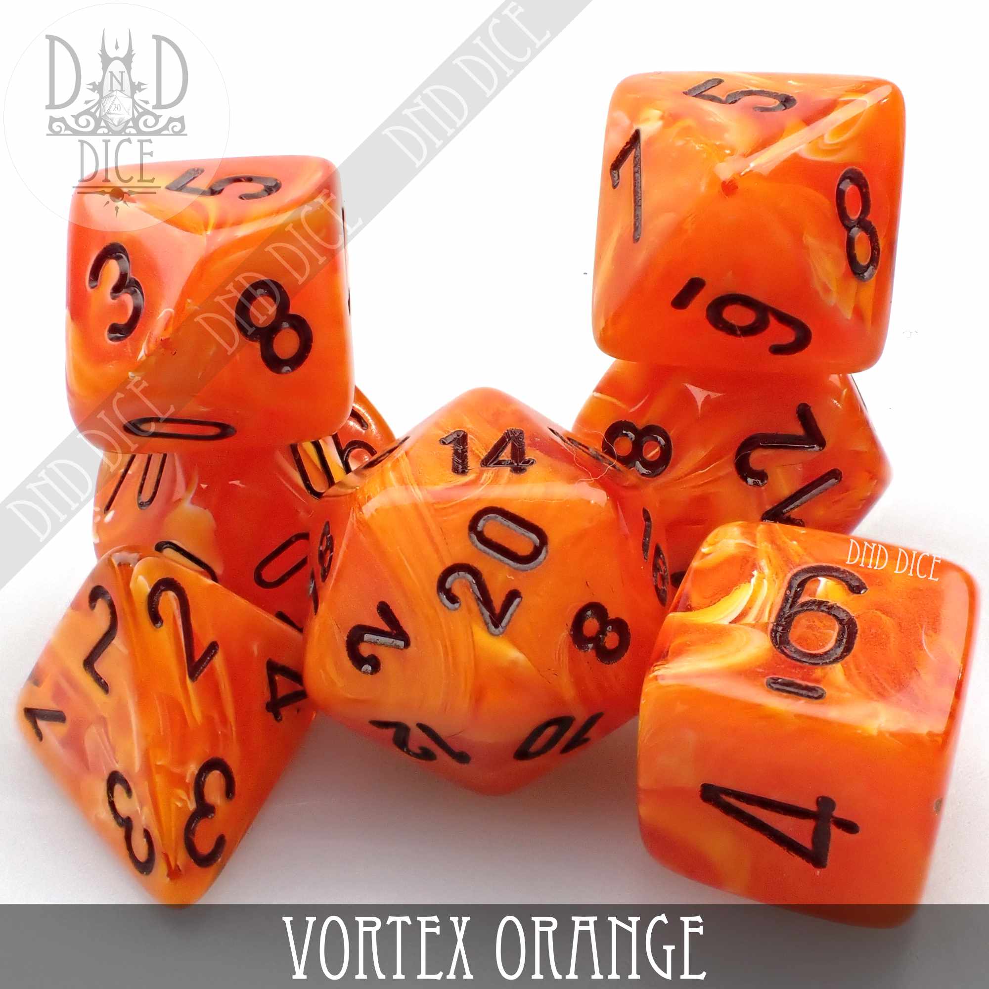 Vortex Orange Dice Set - Bards & Cards