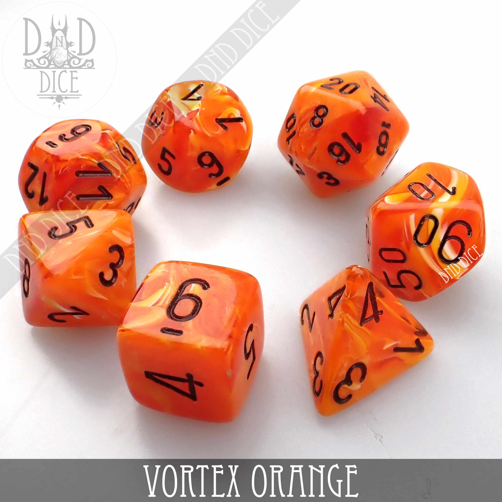 Vortex Orange Dice Set - Bards & Cards