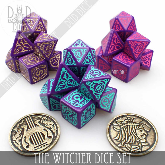 The Witcher Dice Set and Coin - Dandelion / Jaskier - Bards & Cards
