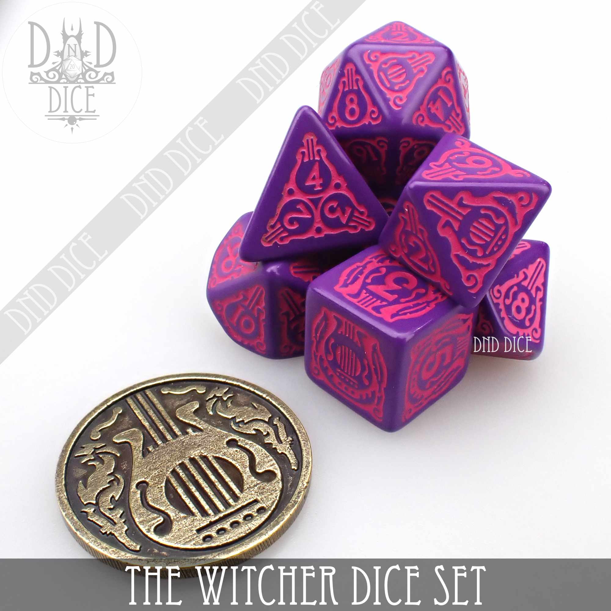 The Witcher Dice Set and Coin - Dandelion / Jaskier - Bards & Cards