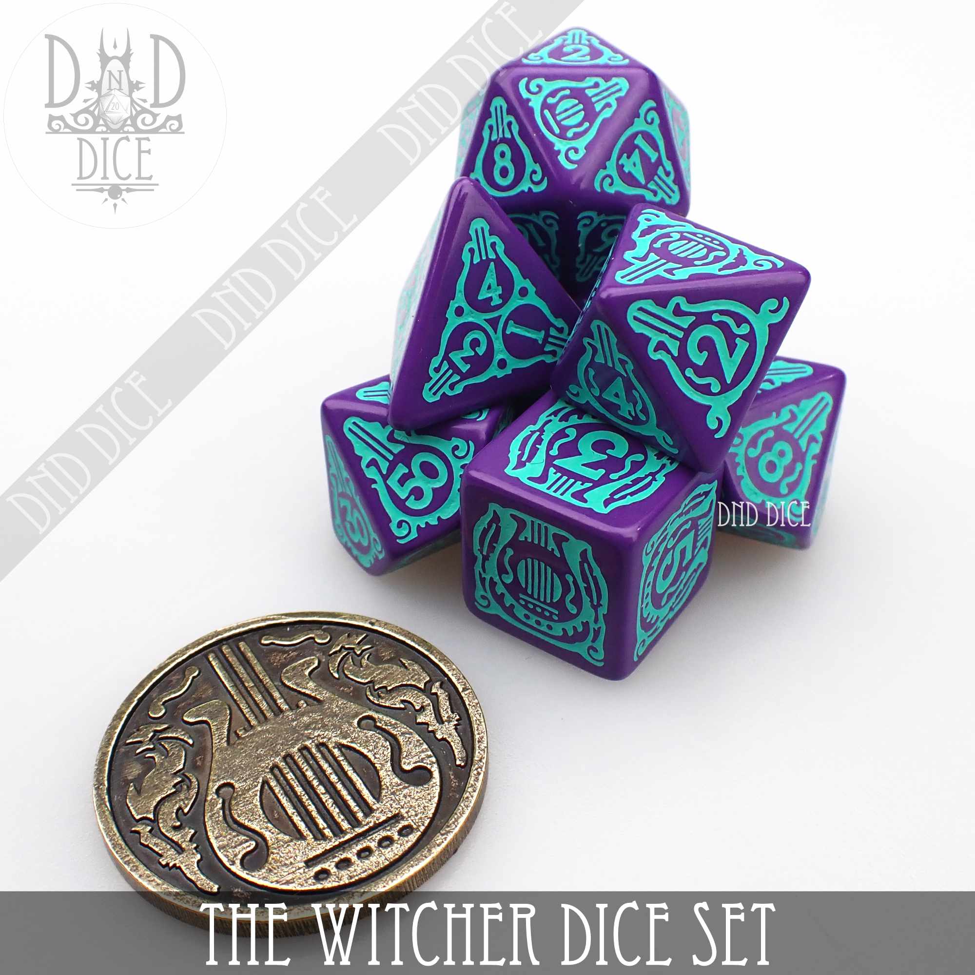 The Witcher Dice Set and Coin - Dandelion / Jaskier - Bards & Cards