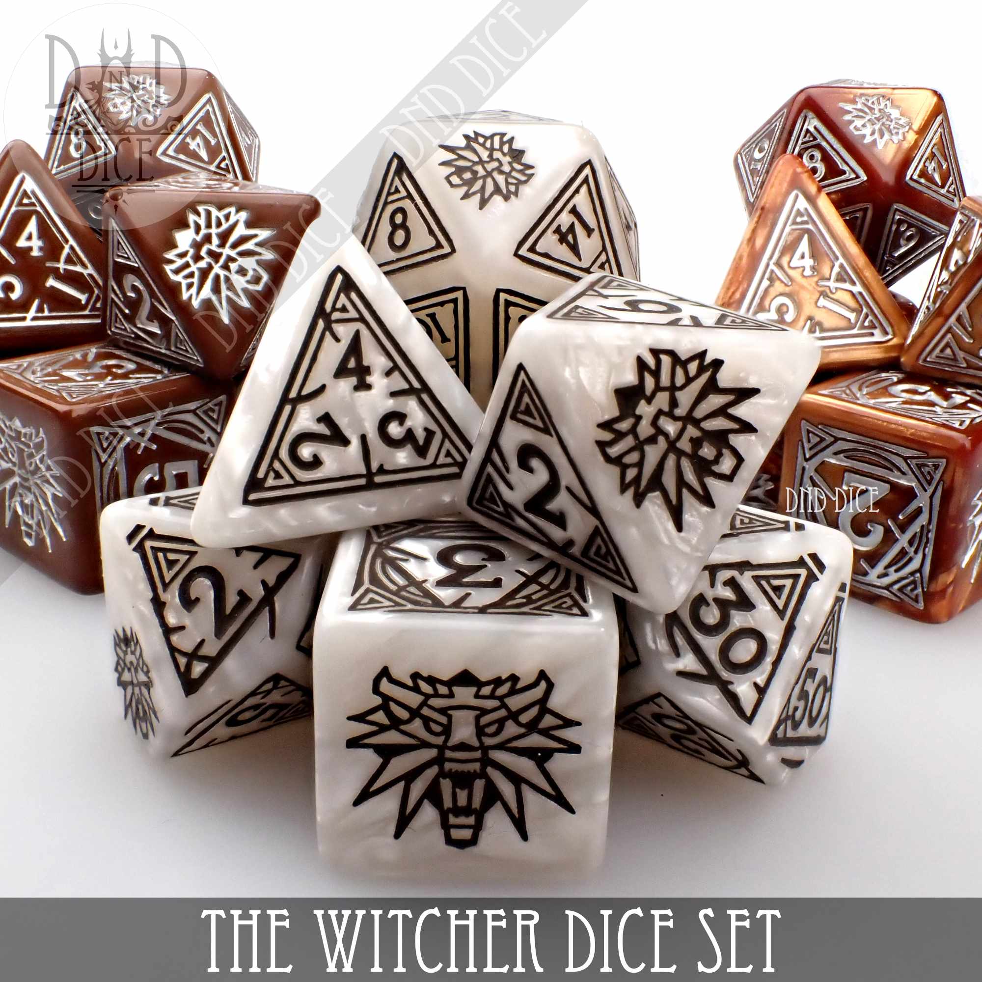 The Witcher Dice Set and Coin - Geralt - Bards & Cards