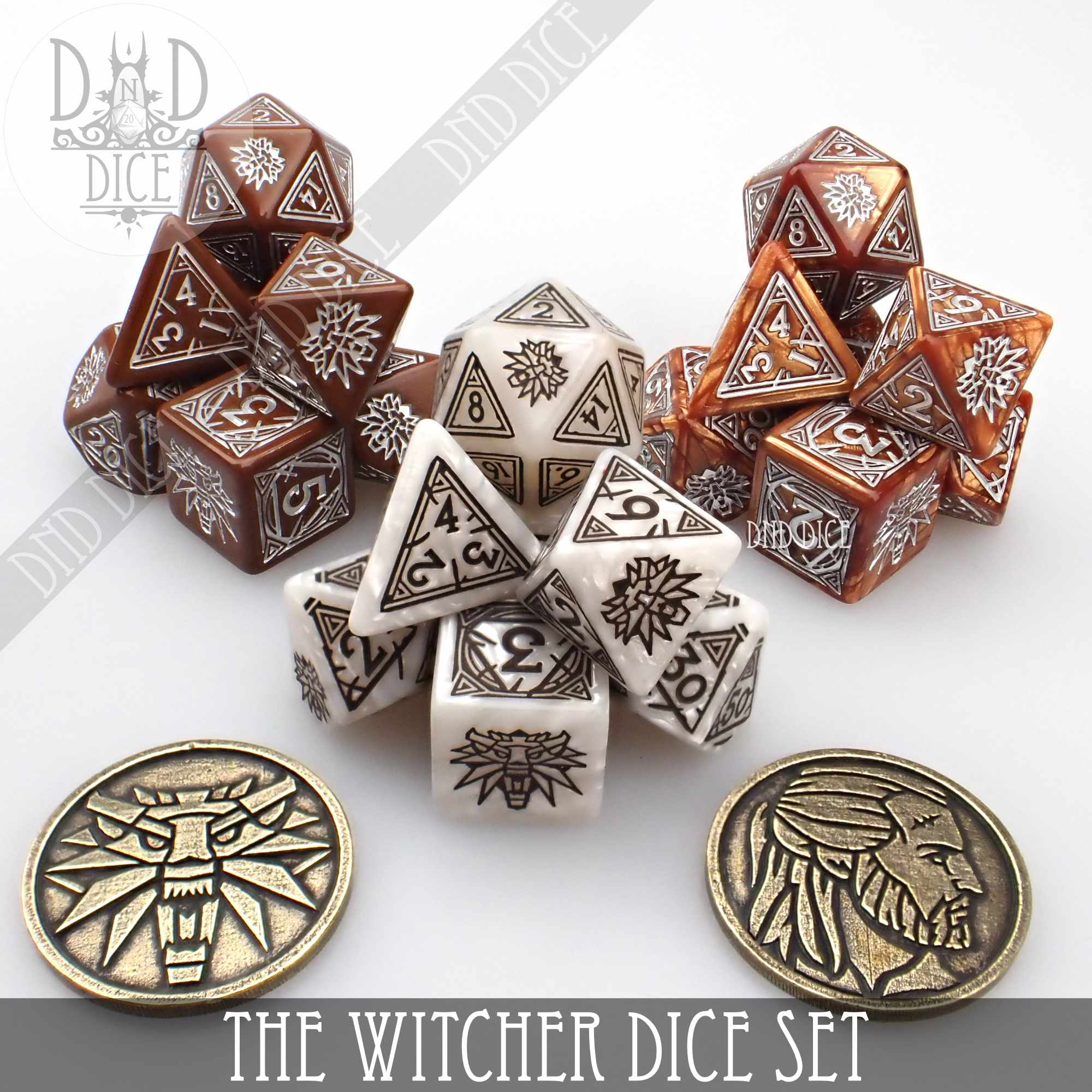 The Witcher Dice Set and Coin - Geralt - Bards & Cards