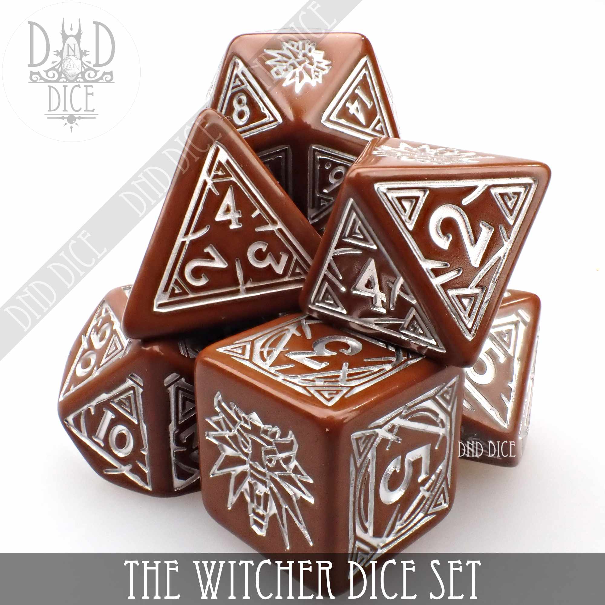 The Witcher Dice Set and Coin - Geralt - Bards & Cards