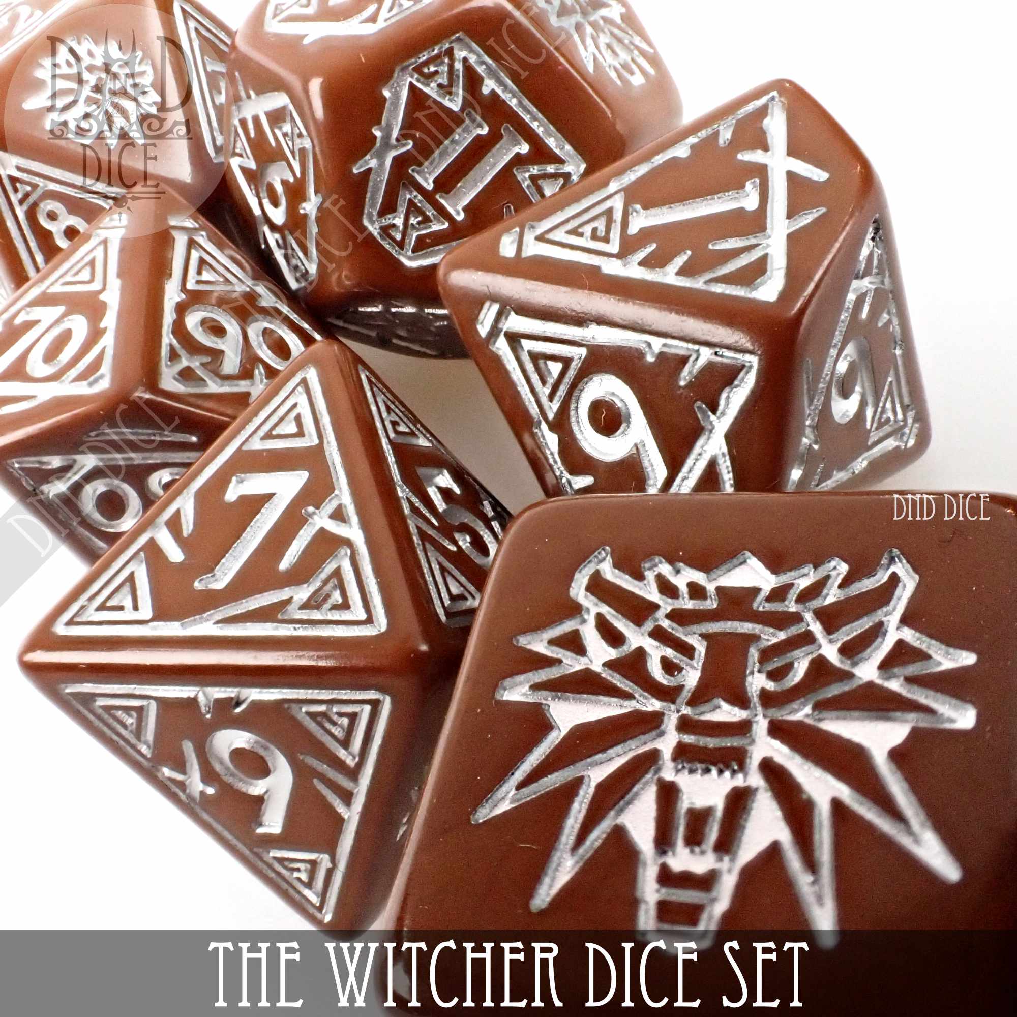 The Witcher Dice Set and Coin - Geralt - Bards & Cards