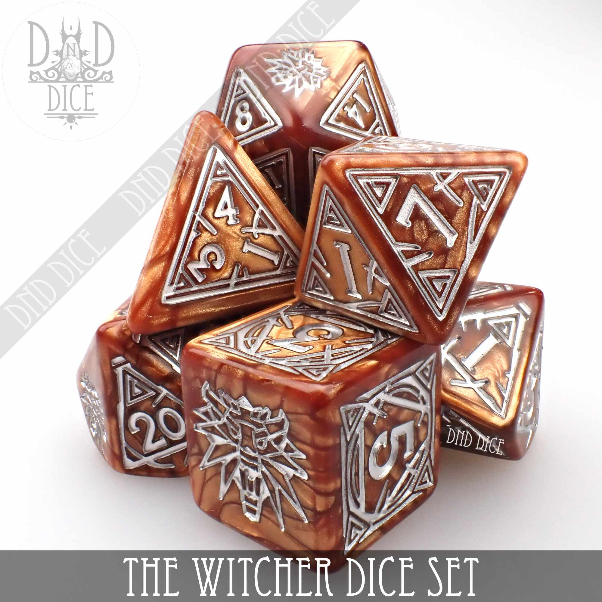 The Witcher Dice Set and Coin - Geralt - Bards & Cards