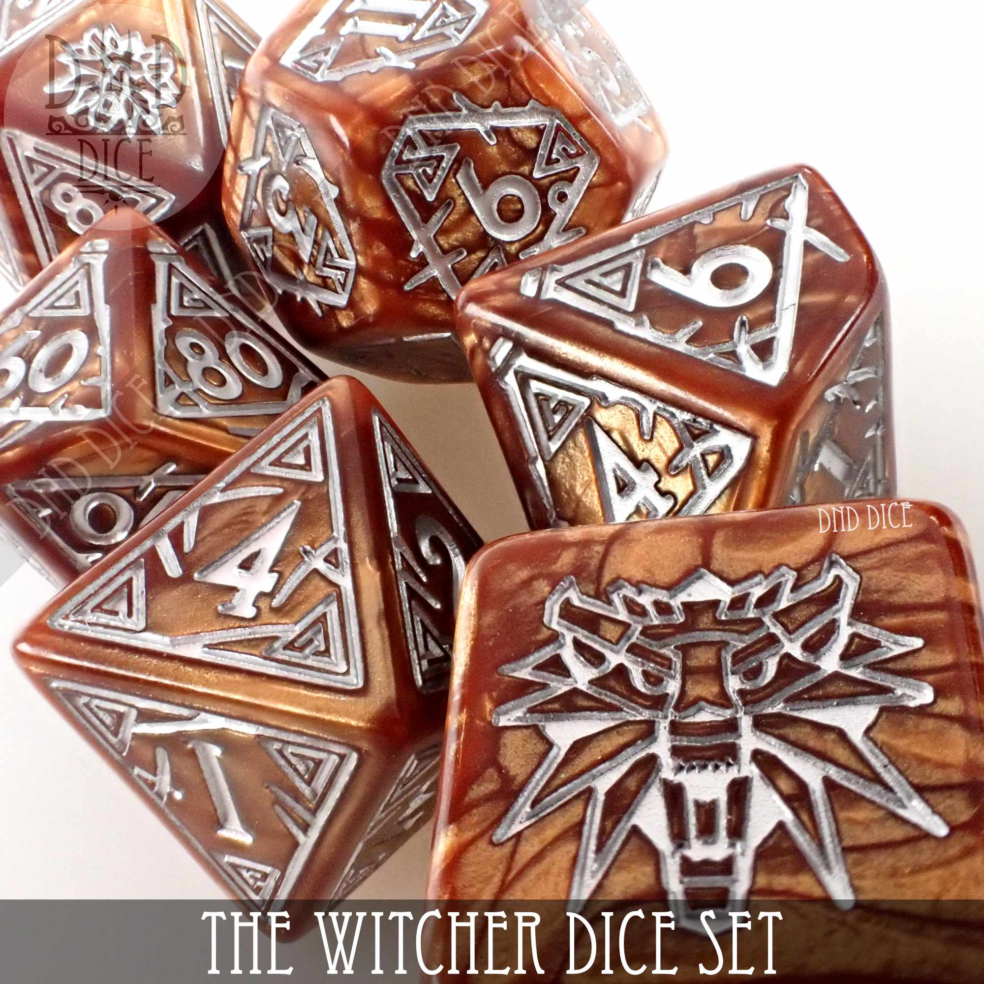 The Witcher Dice Set and Coin - Geralt - Bards & Cards