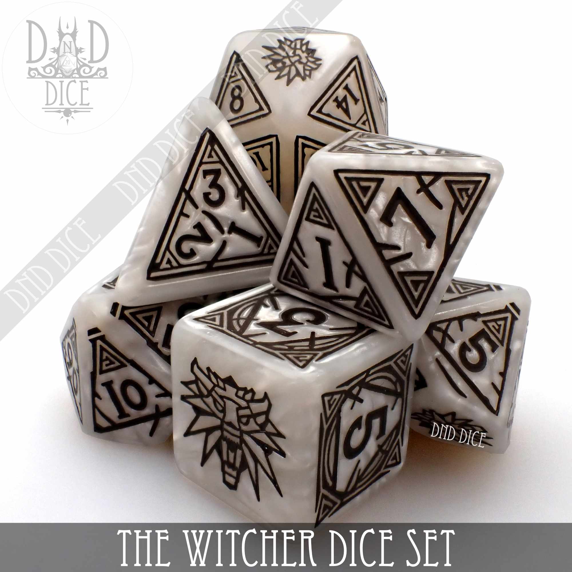 The Witcher Dice Set and Coin - Geralt - Bards & Cards