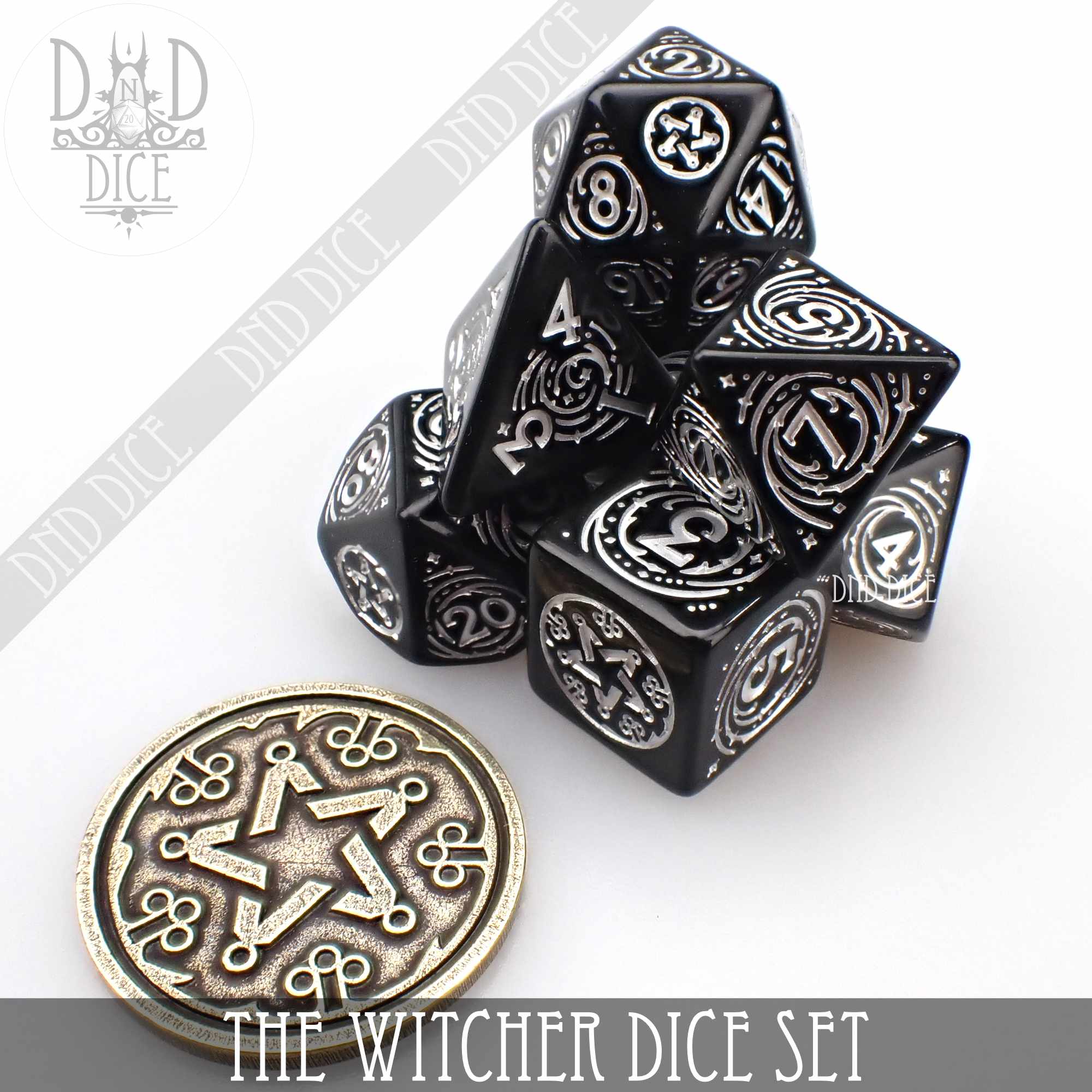 The Witcher Dice Set and Coin - Yennefer - Bards & Cards