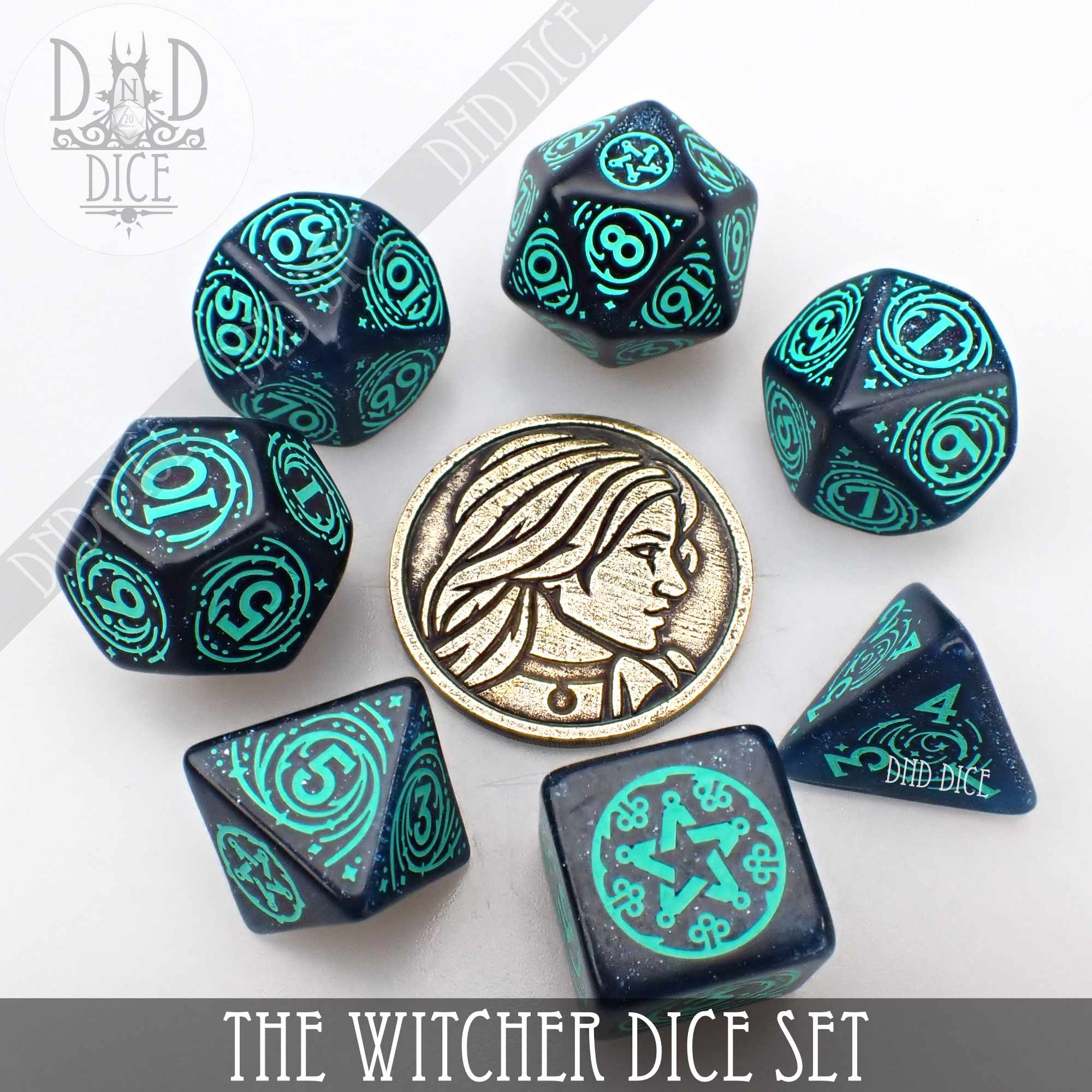 The Witcher Dice Set and Coin - Yennefer - Bards & Cards