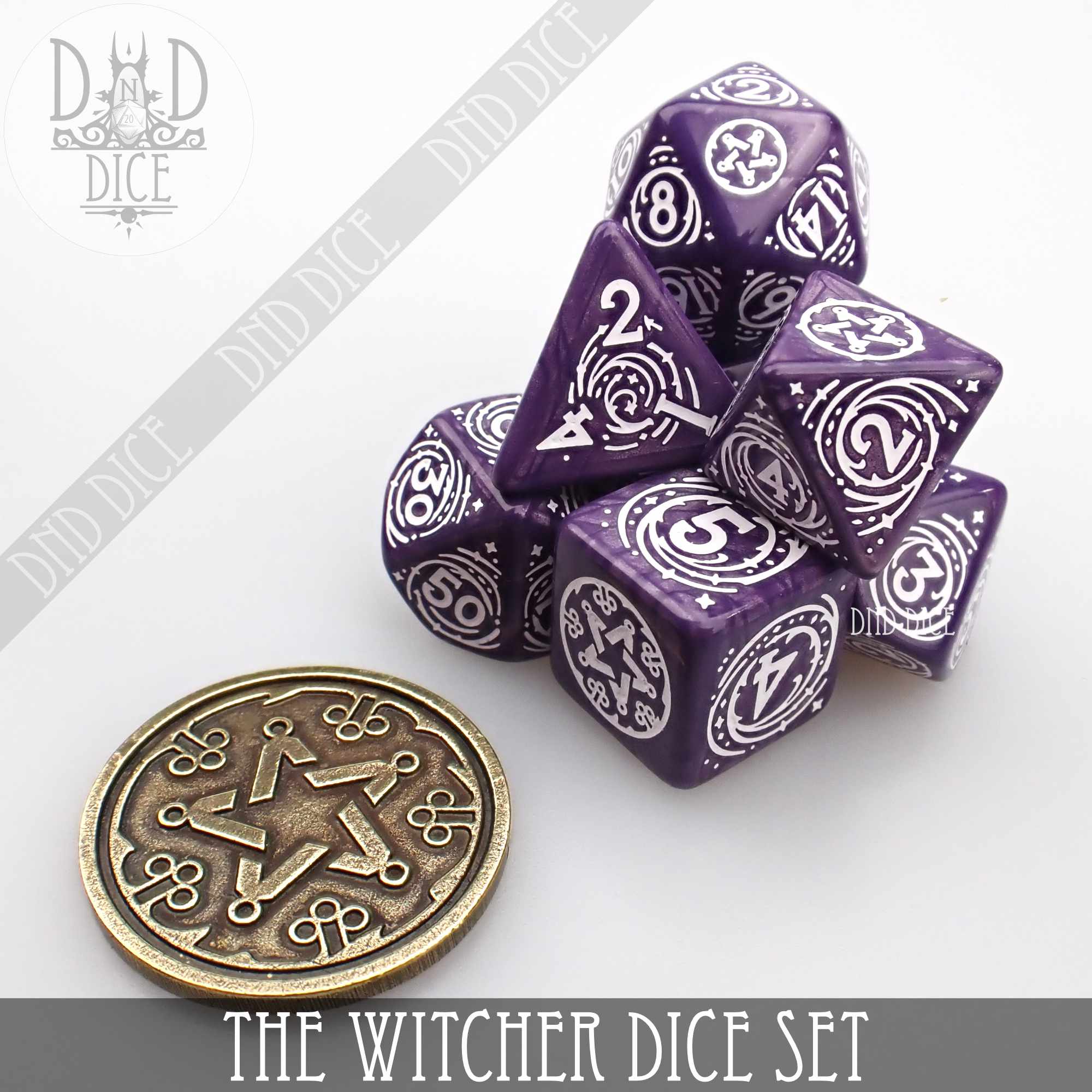 The Witcher Dice Set and Coin - Yennefer - Bards & Cards