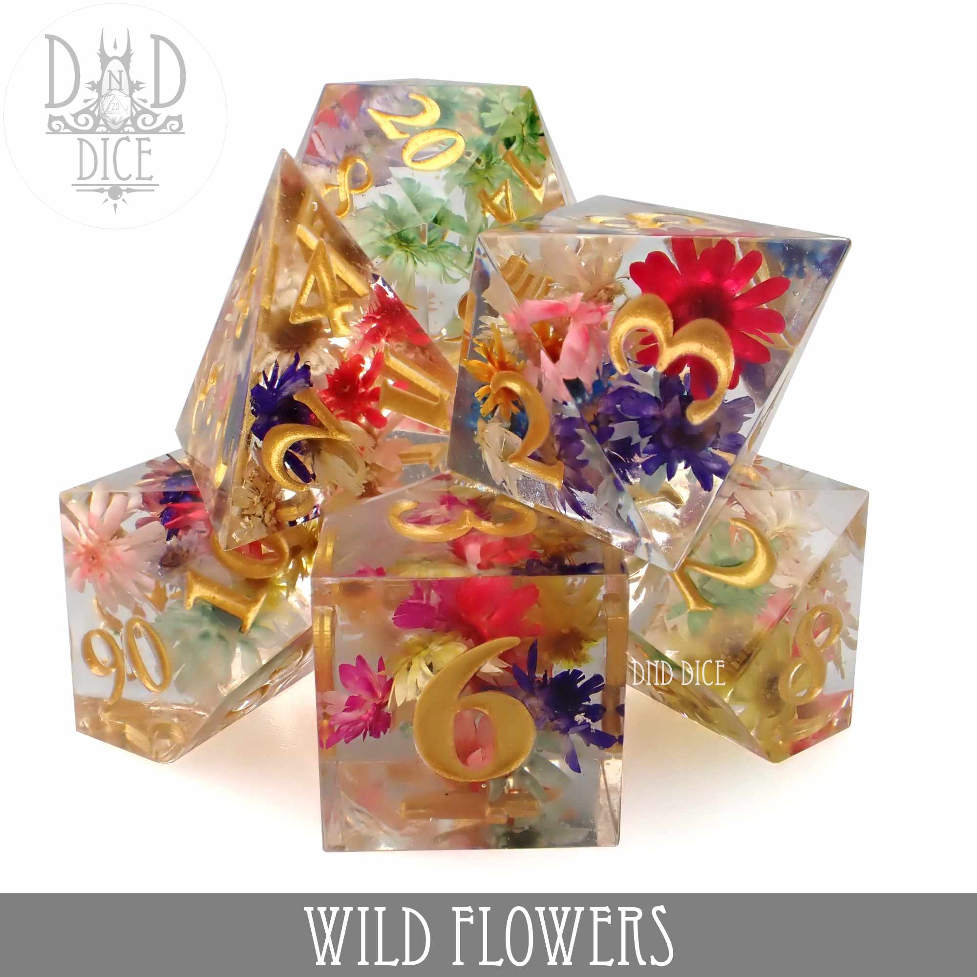 Wild Flowers Handmade Dice Set - Bards & Cards