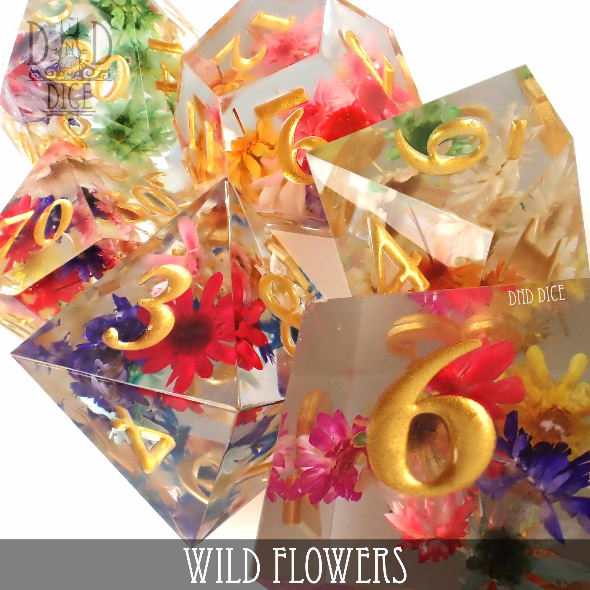 Wild Flowers Handmade Dice Set - Bards & Cards