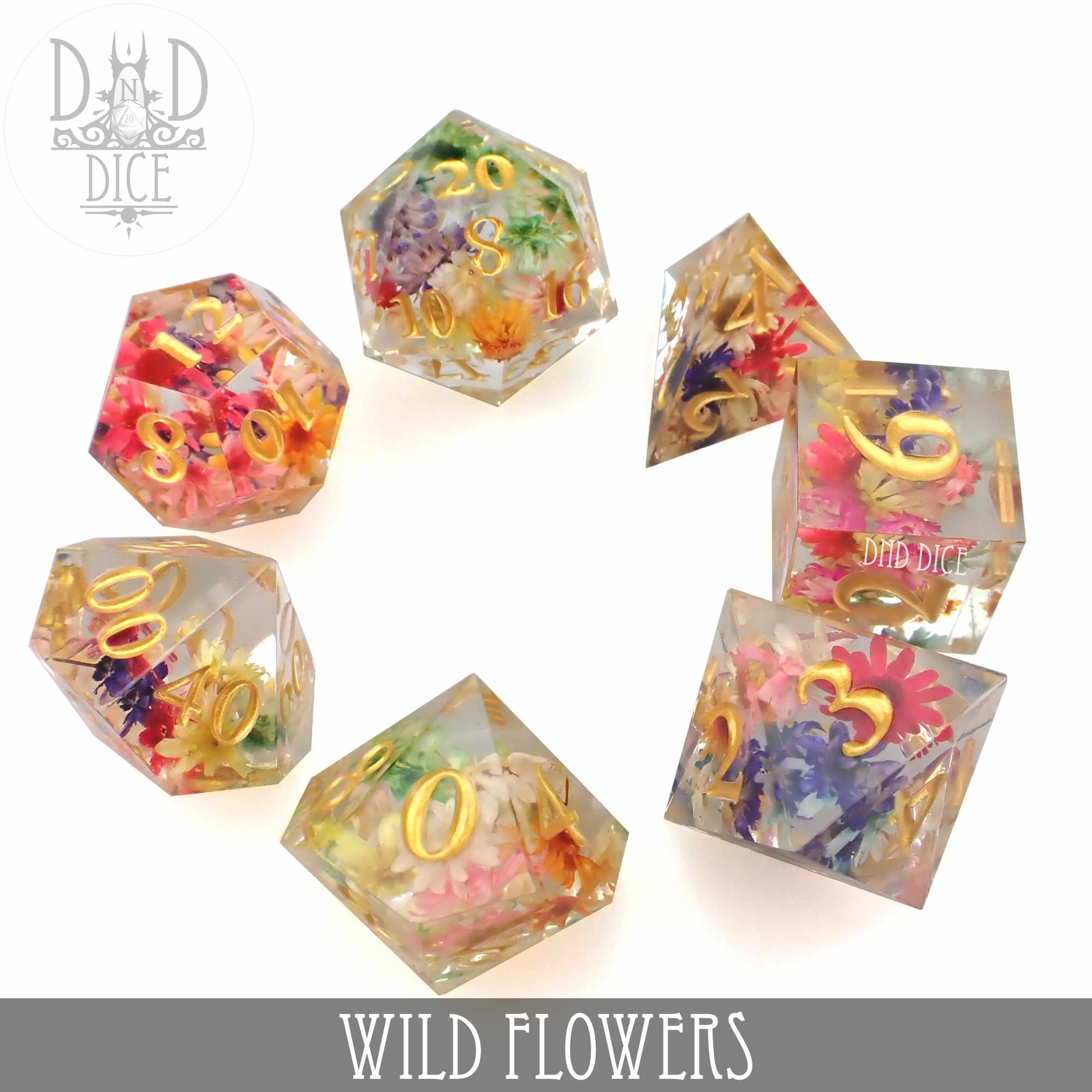 Wild Flowers Handmade Dice Set - Bards & Cards