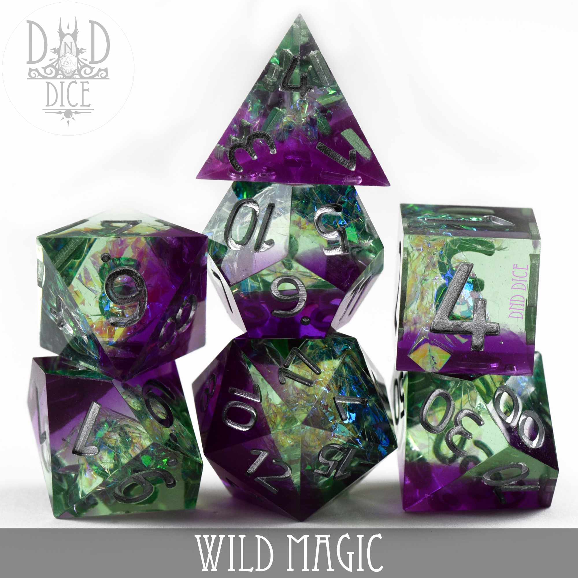 Wild Magic Handmade Dice Set - Bards & Cards