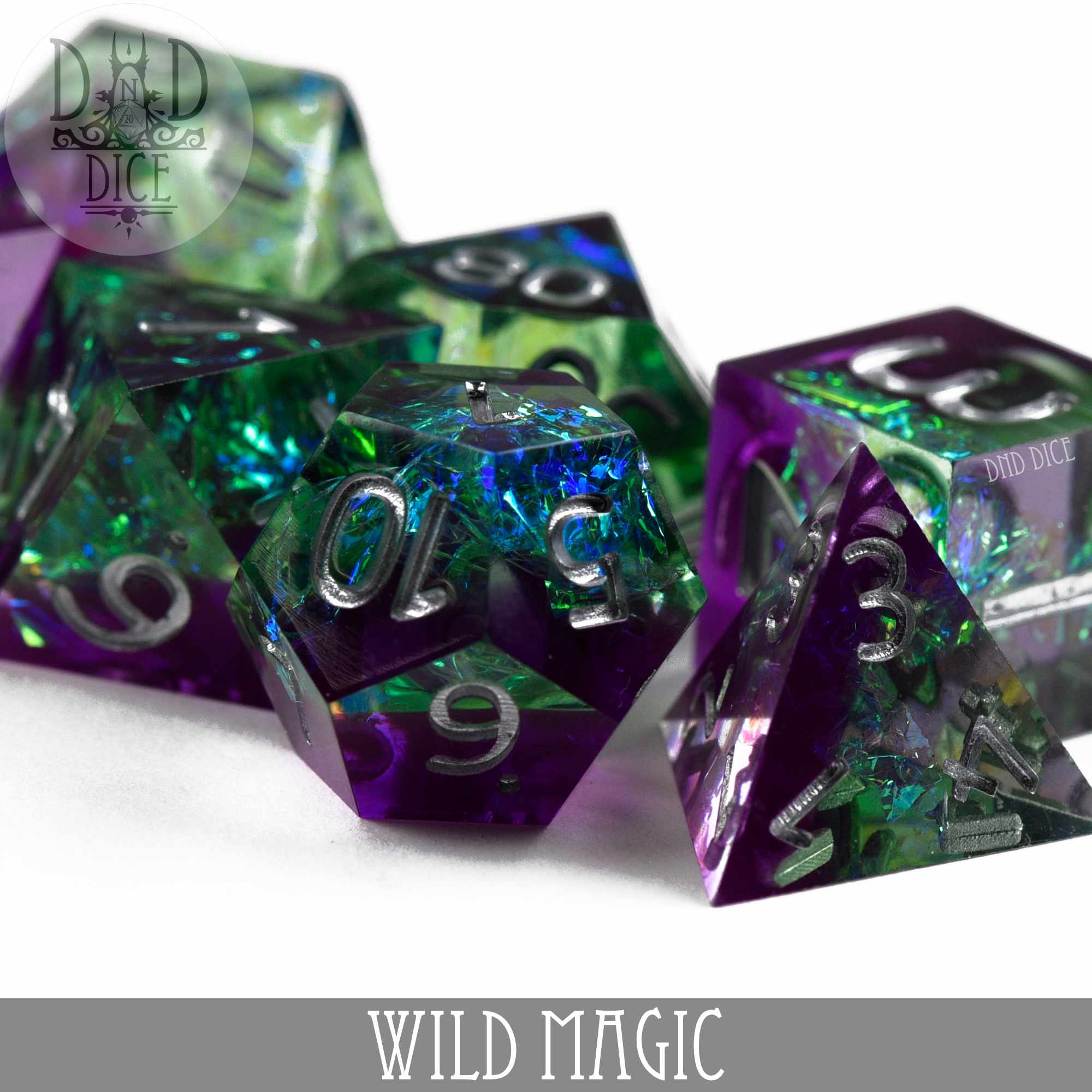 Wild Magic Handmade Dice Set - Bards & Cards