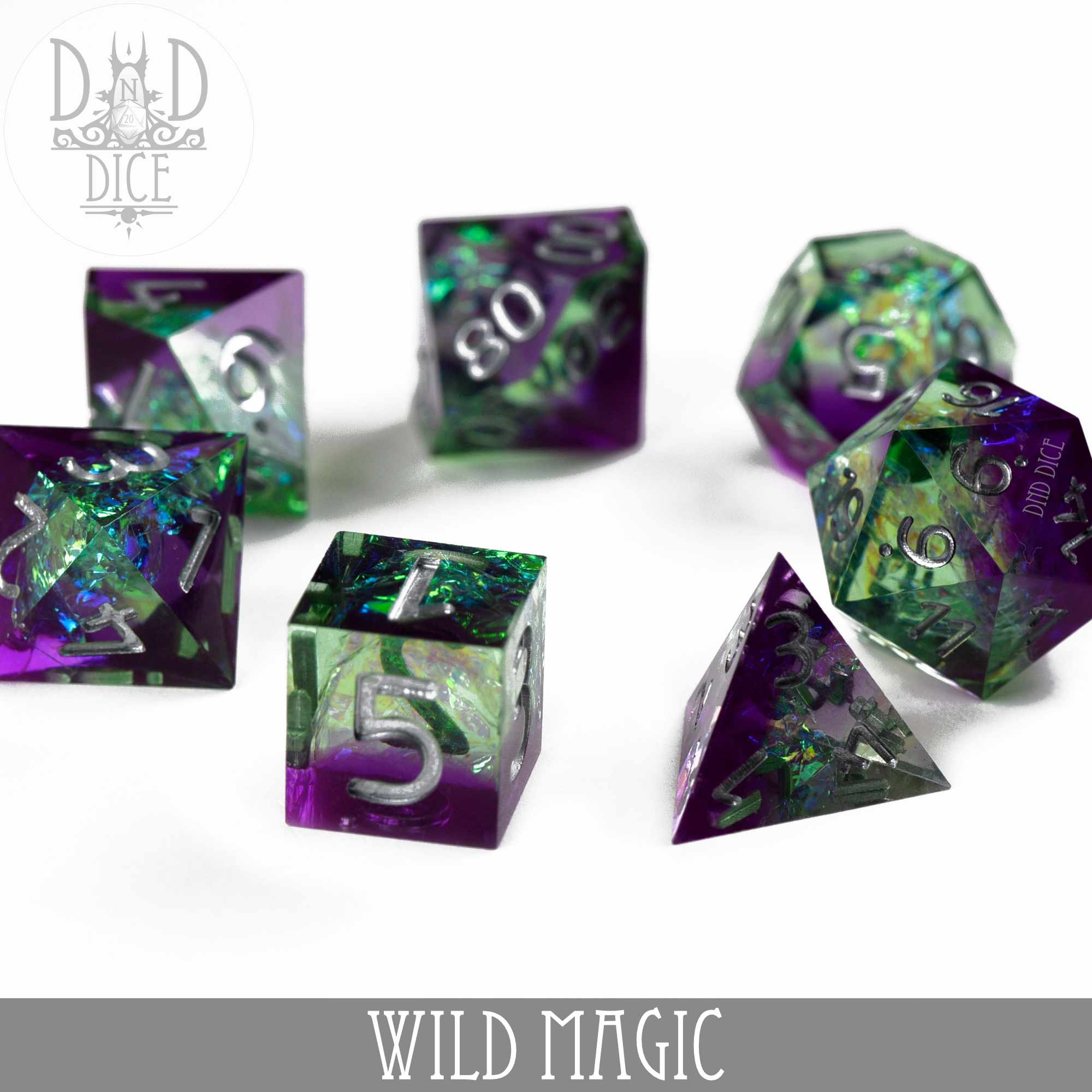 Wild Magic Handmade Dice Set - Bards & Cards