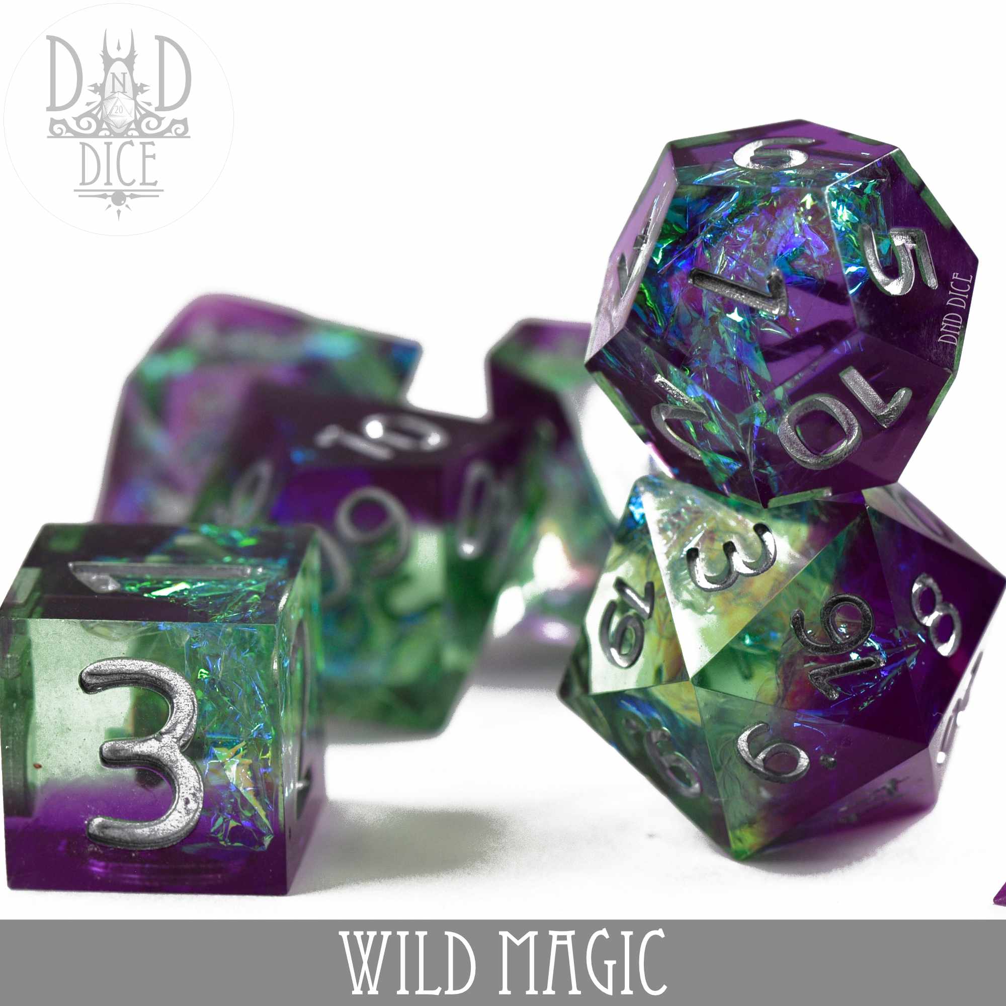 Wild Magic Handmade Dice Set - Bards & Cards