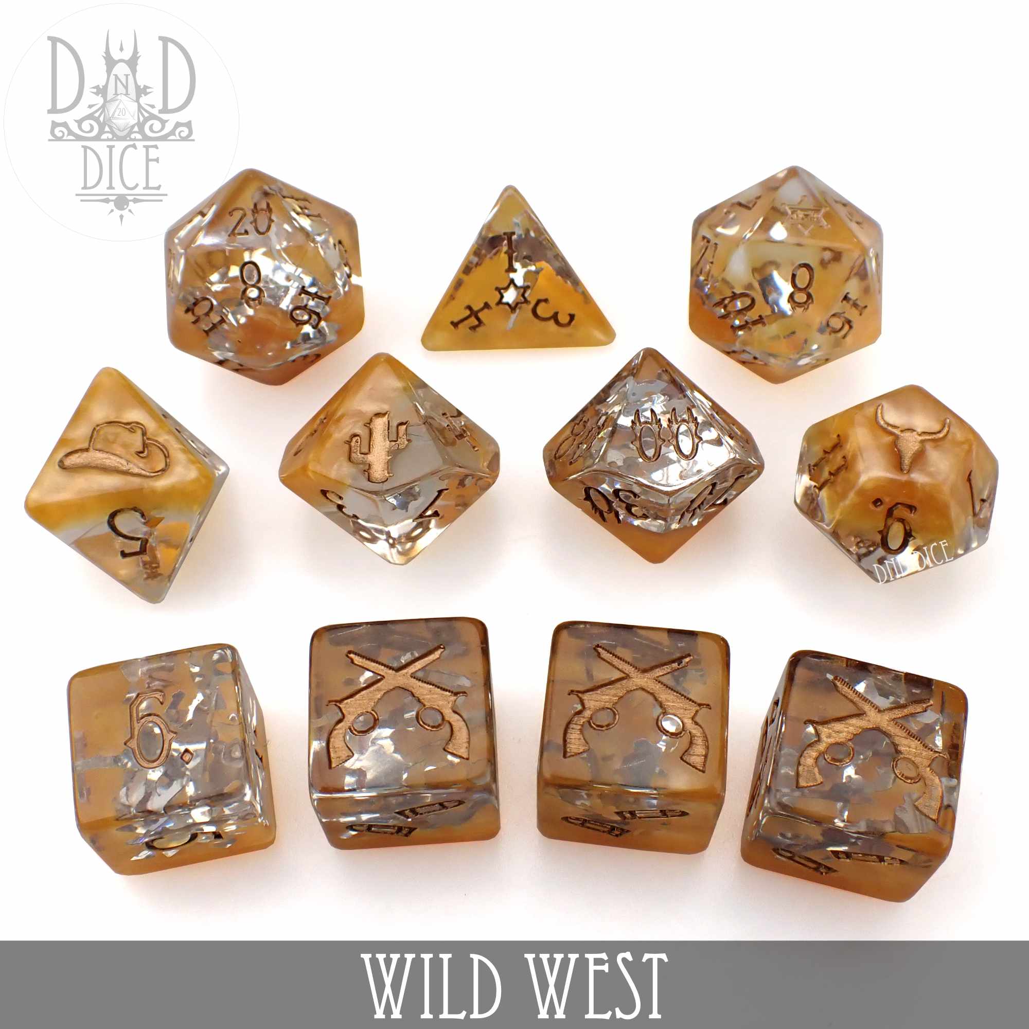 Wild West 11 Dice Set - Bards & Cards