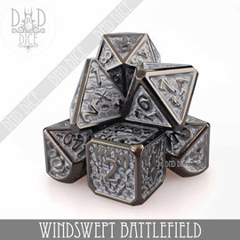Windswept Battlefield Metal Dice Set - Bards & Cards