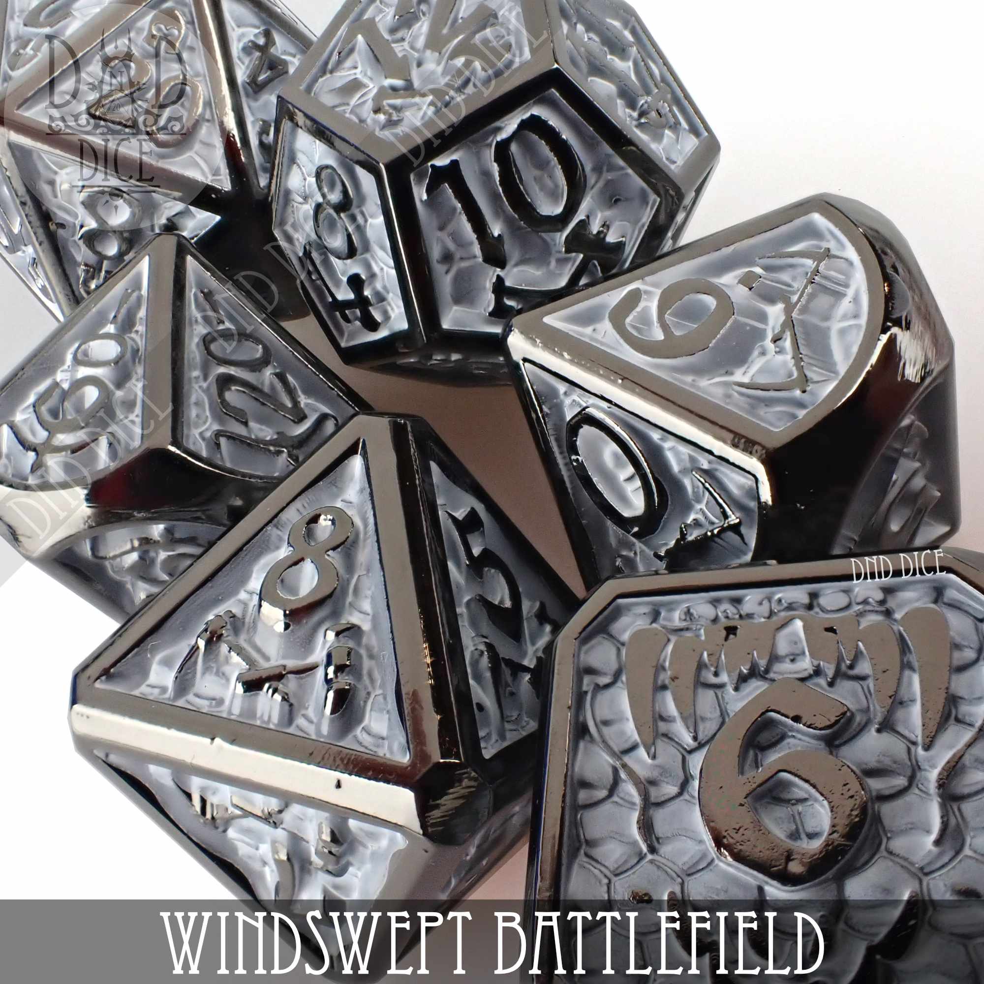 Windswept Battlefield Metal Dice Set - Bards & Cards