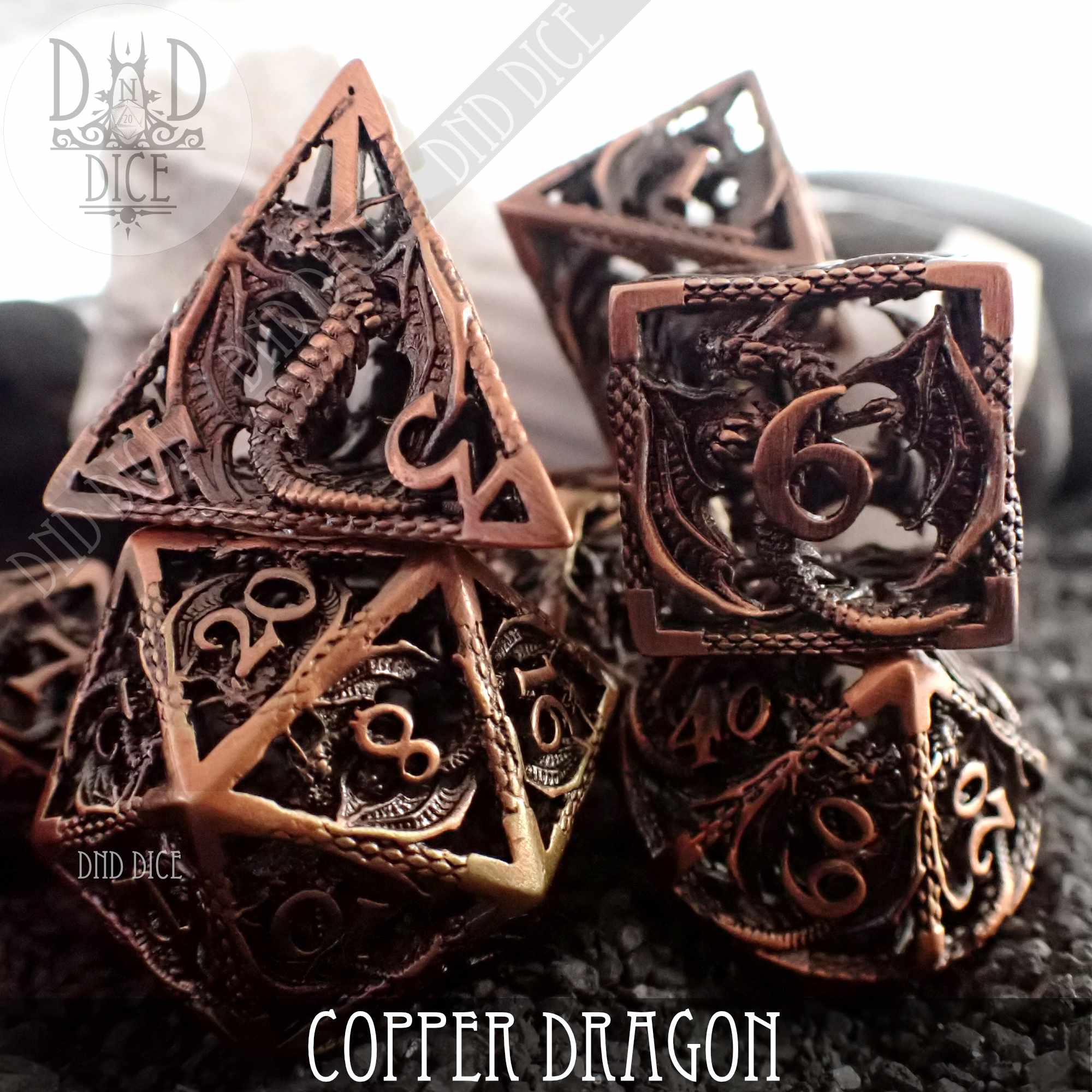 Copper Dragon Metal Dice Set (Gift Box) - Bards & Cards