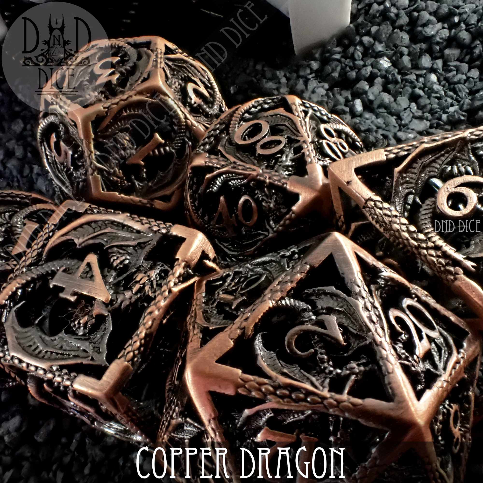 Copper Dragon Metal Dice Set (Gift Box) - Bards & Cards