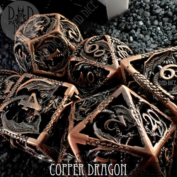 Copper Dragon Metal Dice Set (Gift Box) - Bards & Cards