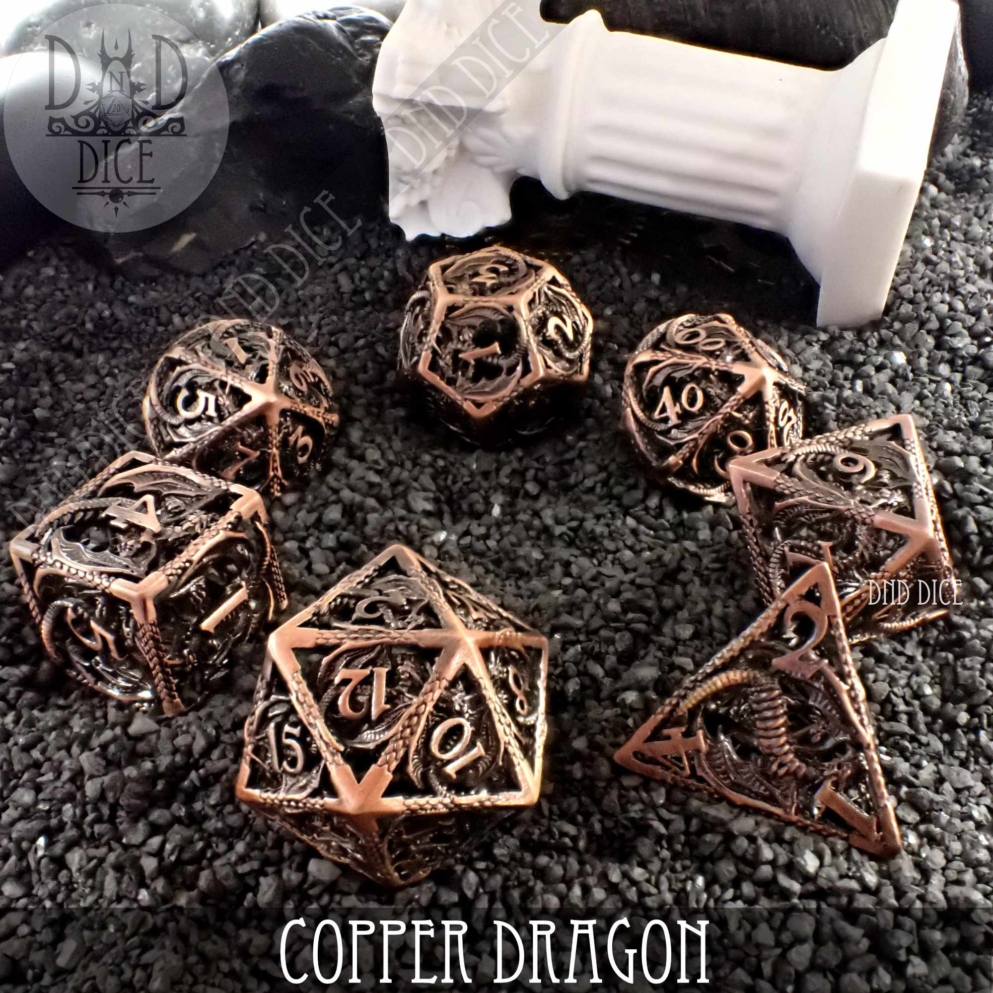 Copper Dragon Metal Dice Set (Gift Box) - Bards & Cards