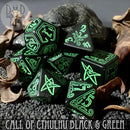 Call of Cthulhu Black & Green Dice Set - Bards & Cards