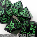 Call of Cthulhu Black & Green Dice Set - Bards & Cards
