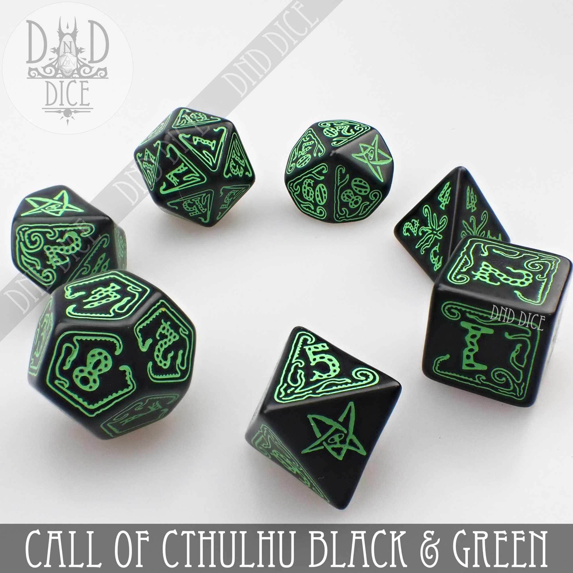 Call of Cthulhu Black & Green Dice Set - Bards & Cards