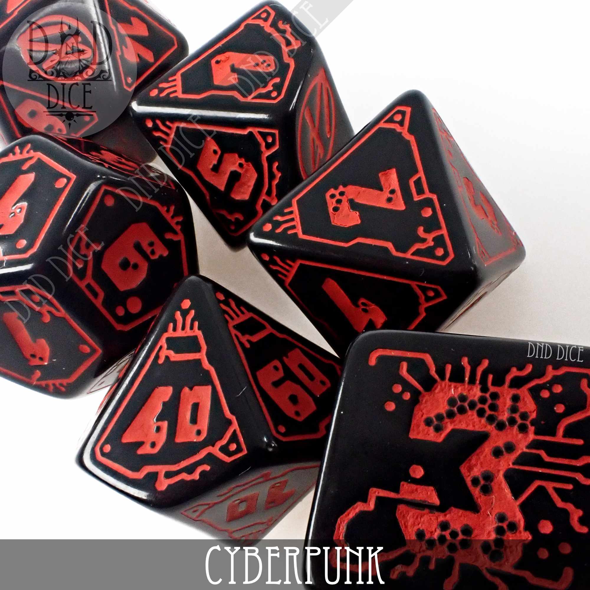 CyberPunk Blood over Chrome Dice Set - Bards & Cards