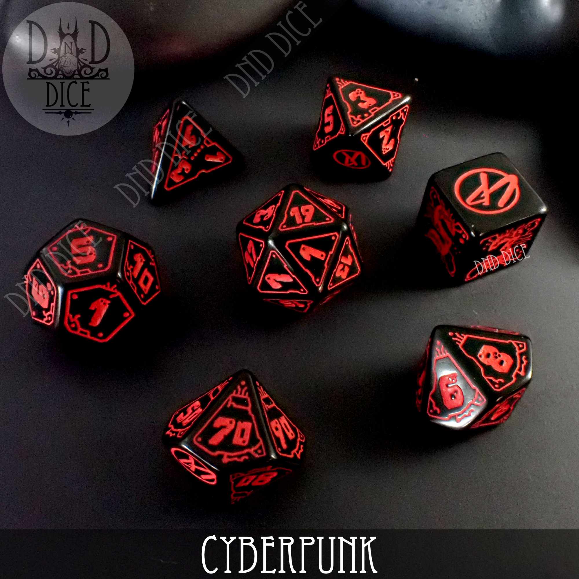 CyberPunk Blood over Chrome Dice Set - Bards & Cards