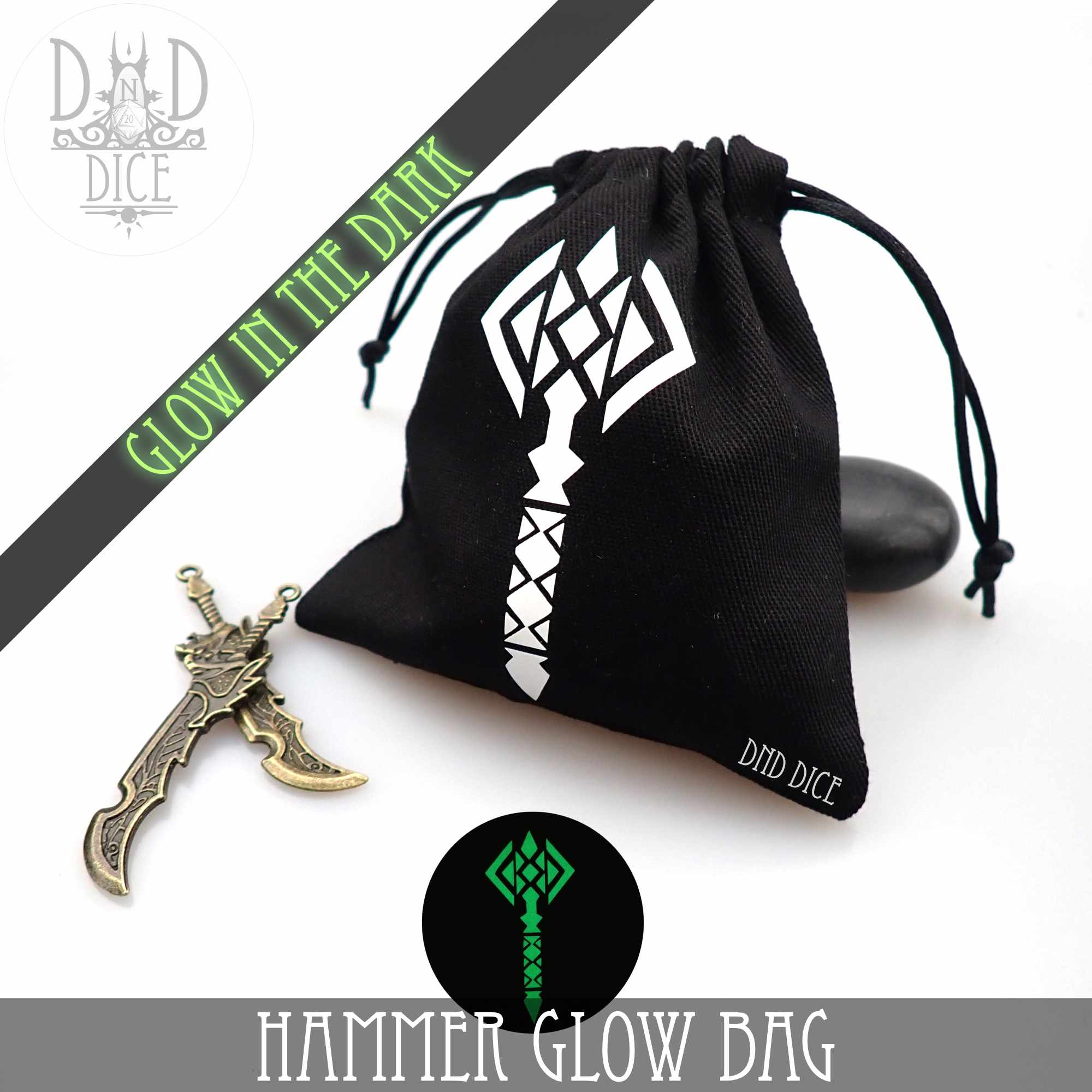 Hammer Glow In The Dark Dice Bag - Bards & Cards