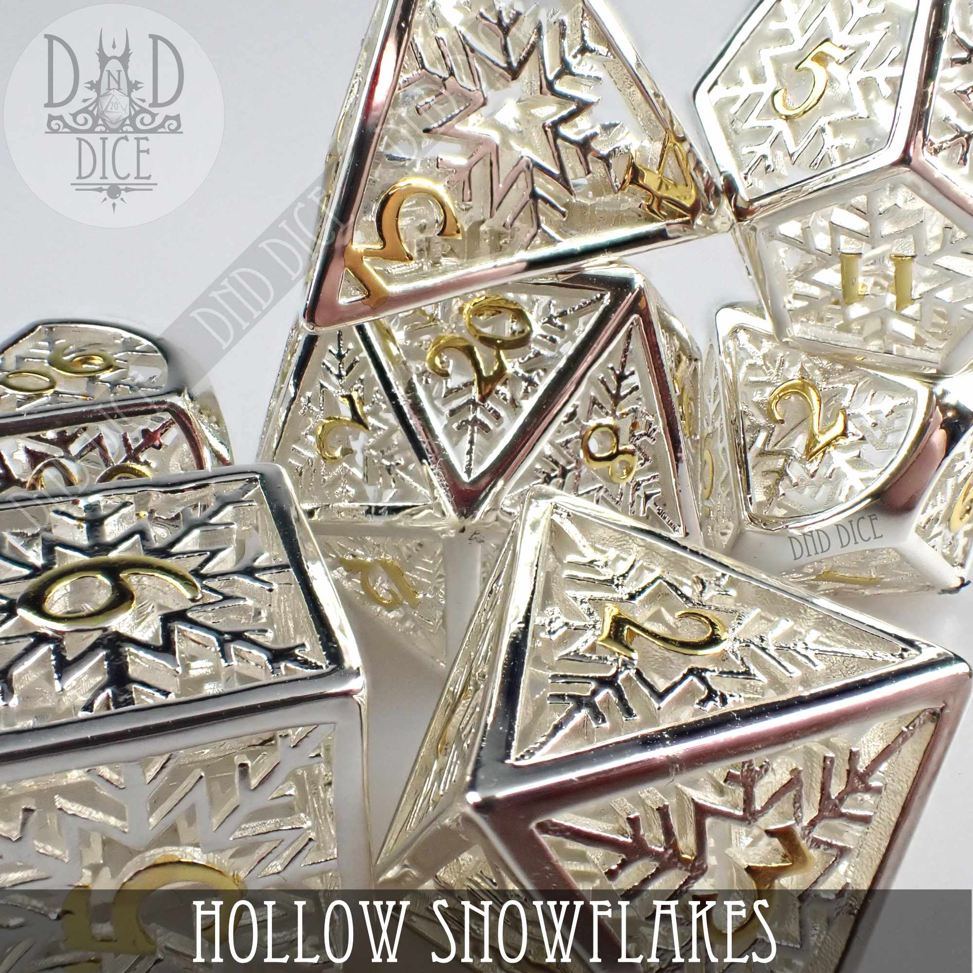 Snowflakes Metal Dice Set (Gift Box) - Bards & Cards