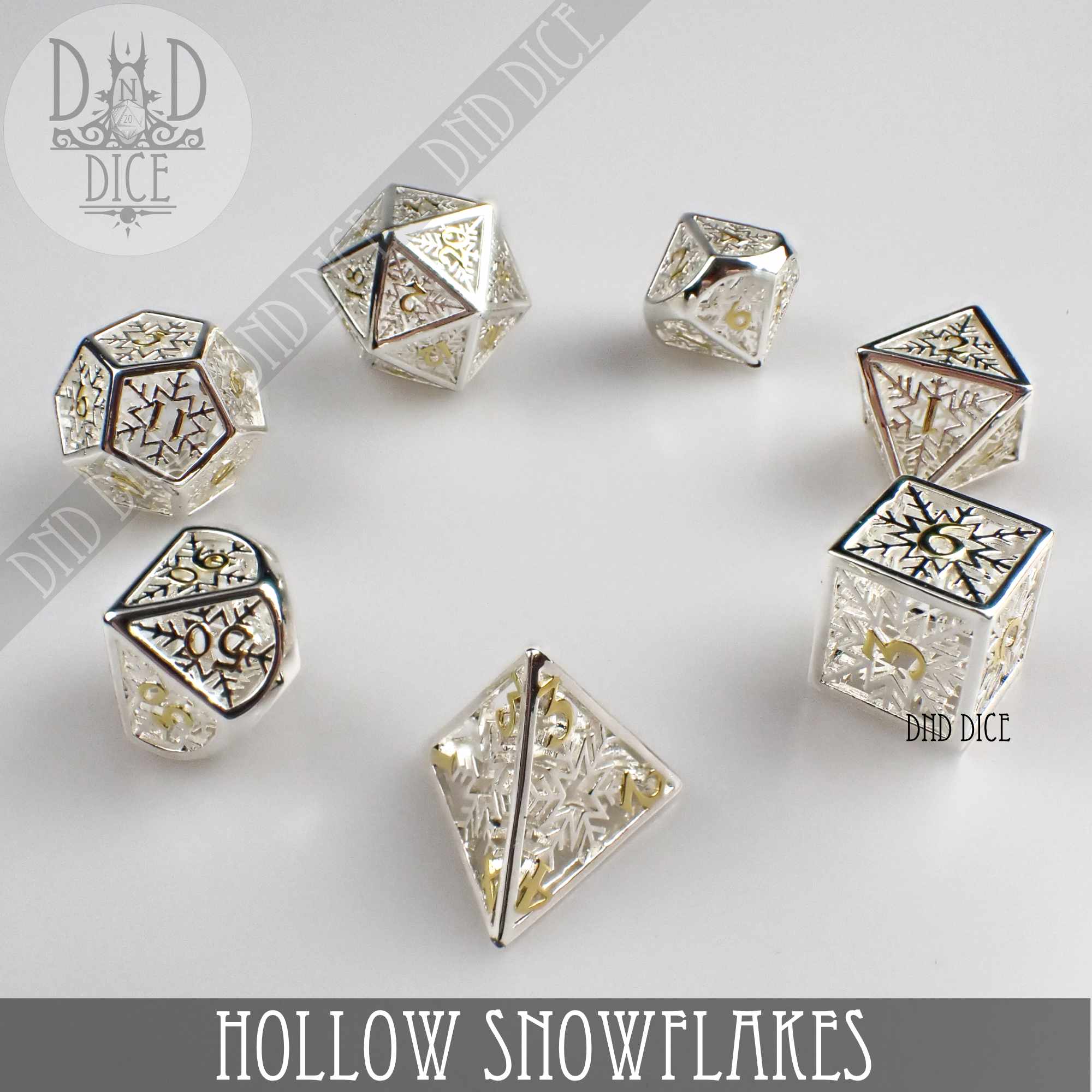 Snowflakes Metal Dice Set (Gift Box) - Bards & Cards