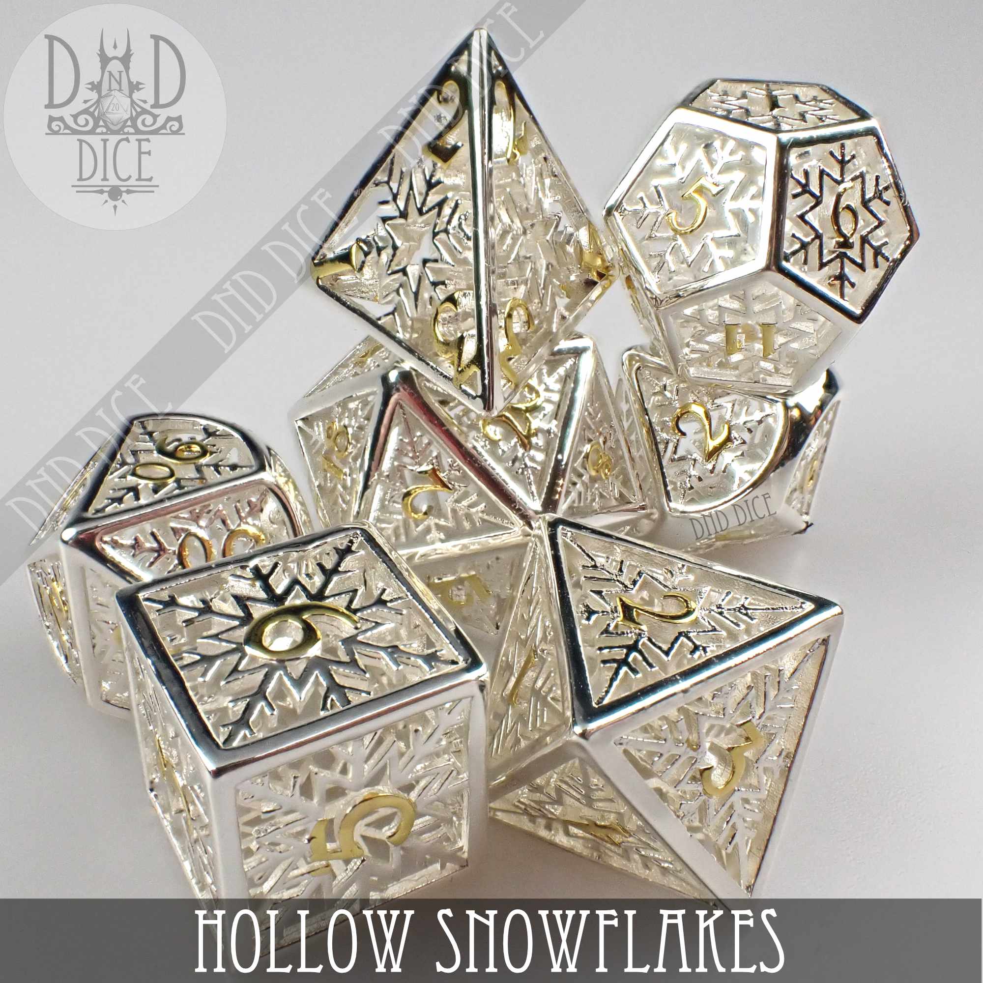 Snowflakes Metal Dice Set (Gift Box) - Bards & Cards