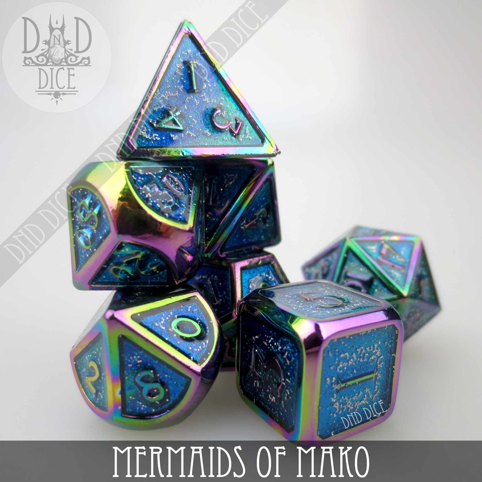 Mermaids of Mako Metal Dice Set - Bards & Cards