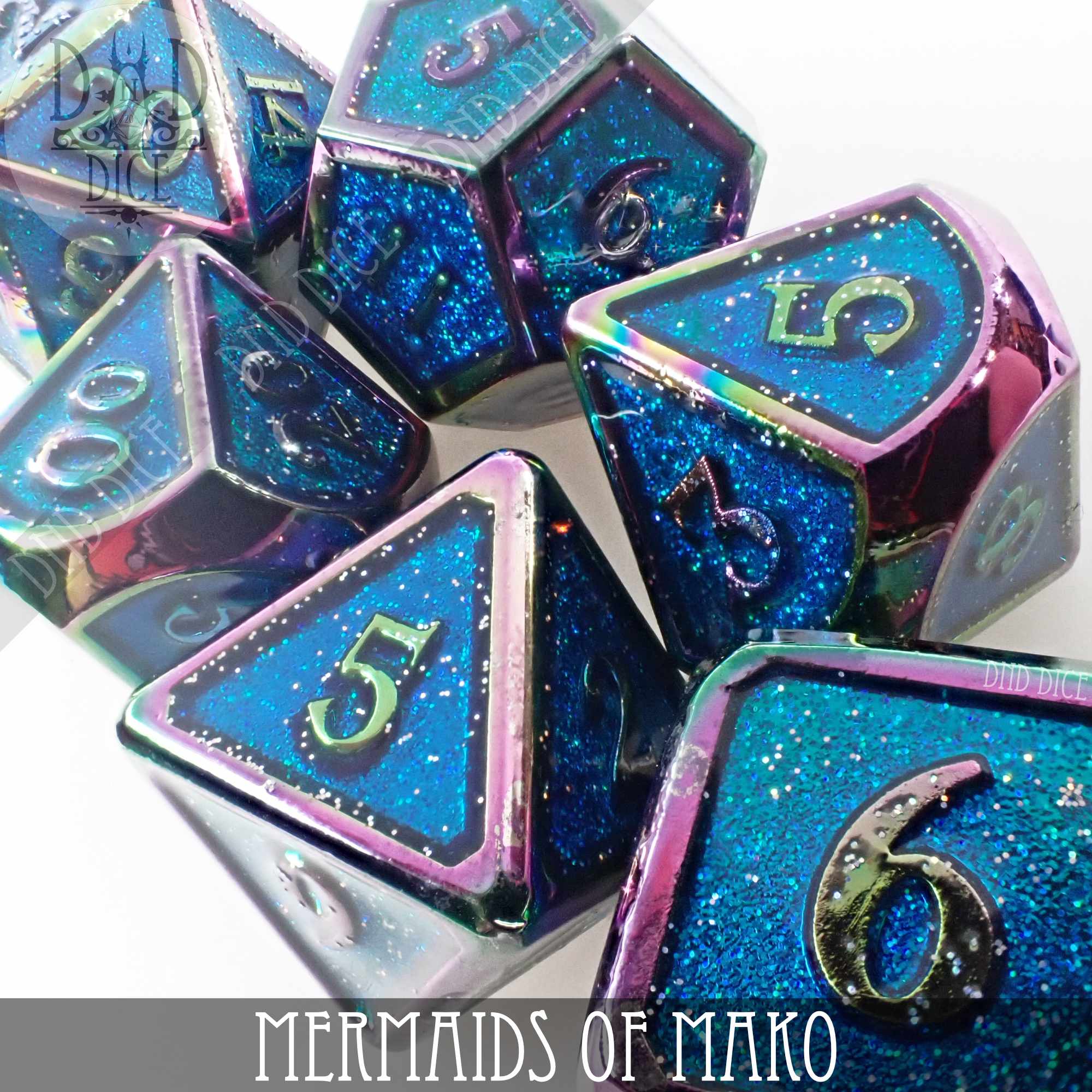 Mermaids of Mako Metal Dice Set - Bards & Cards