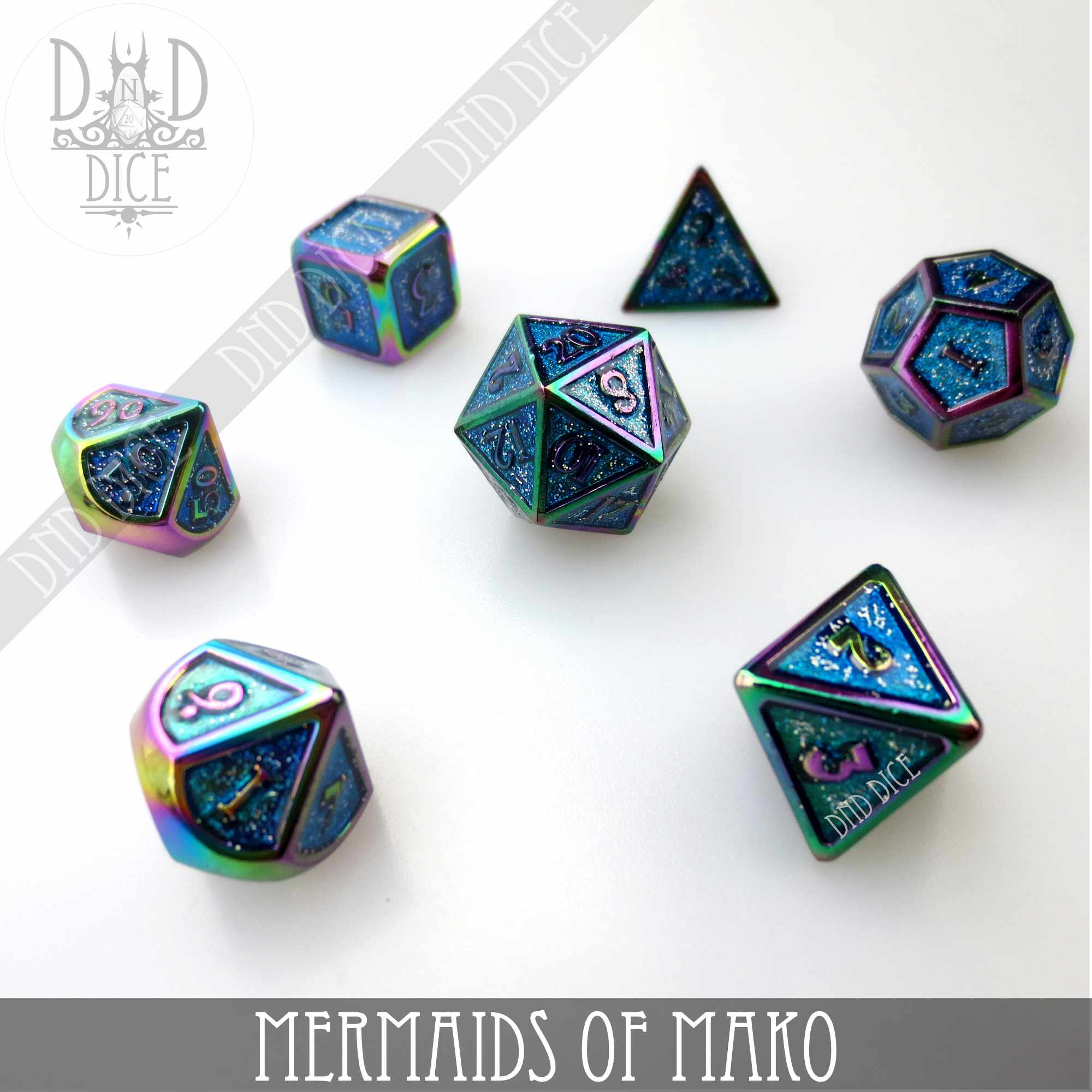 Mermaids of Mako Metal Dice Set - Bards & Cards